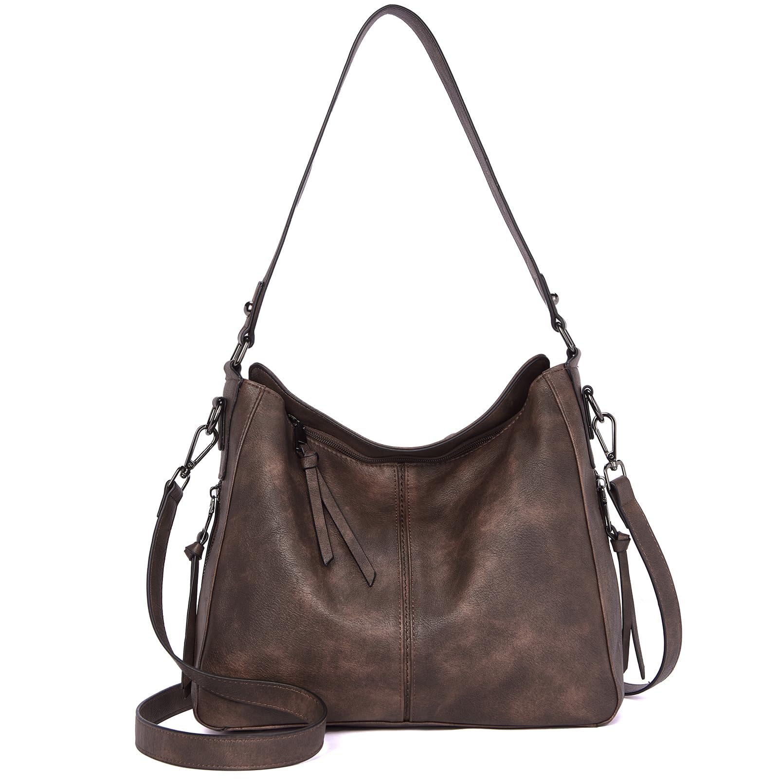 Kweli Large Stitch Detail Vegan Lether Hobo Bag - Image 15