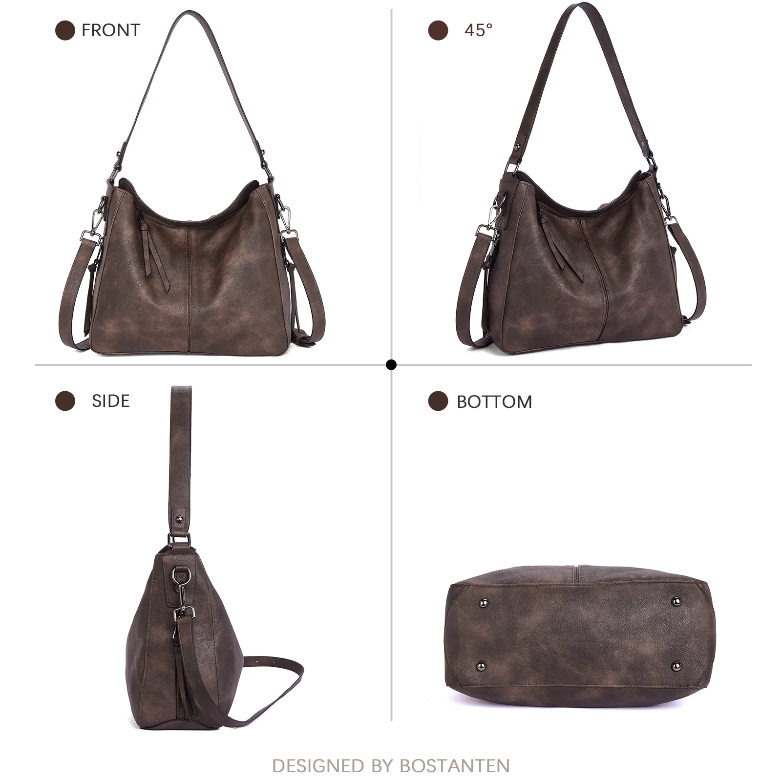 Kweli Large Stitch Detail Vegan Lether Hobo Bag - Image 20