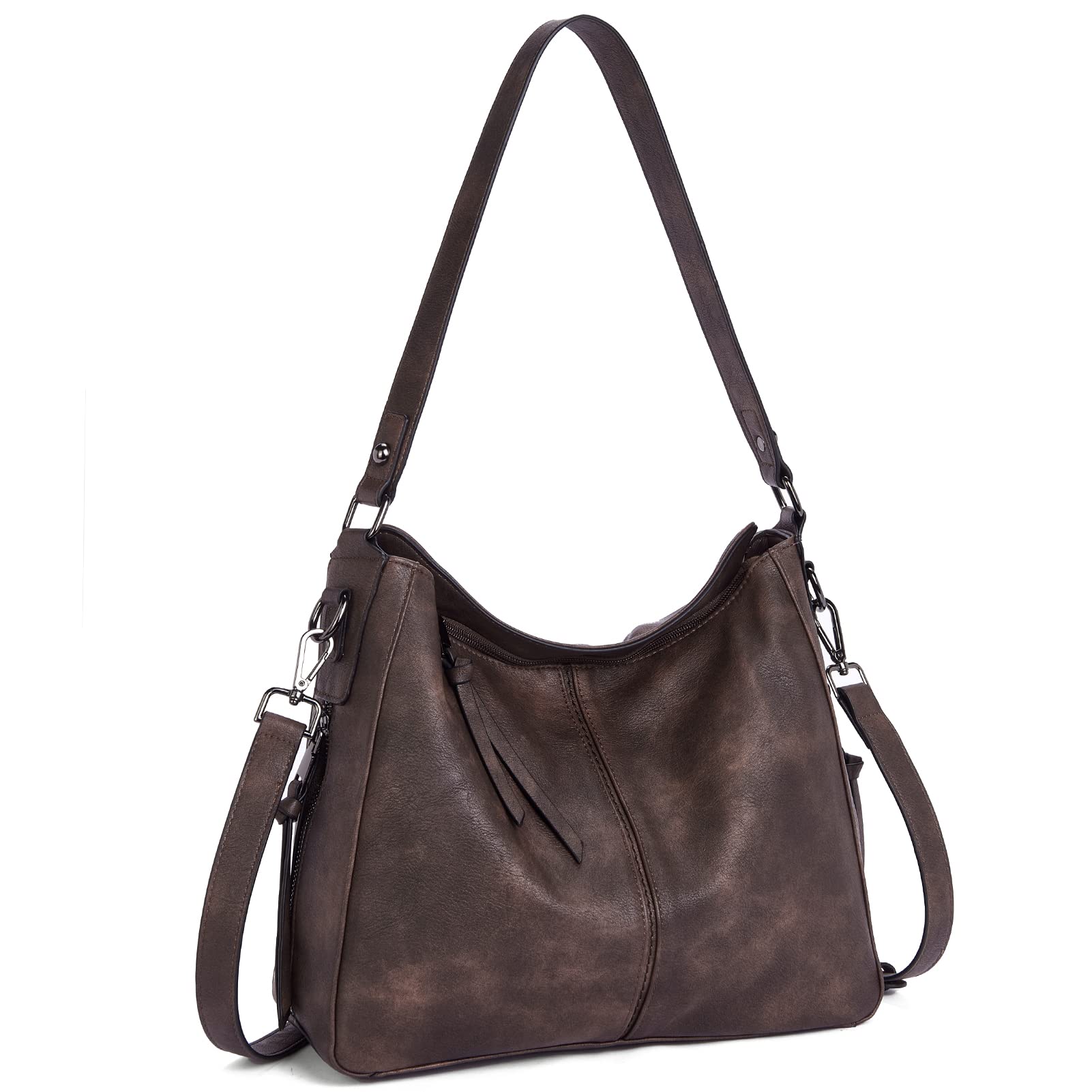 Kweli Large Stitch Detail Vegan Lether Hobo Bag - Image 21