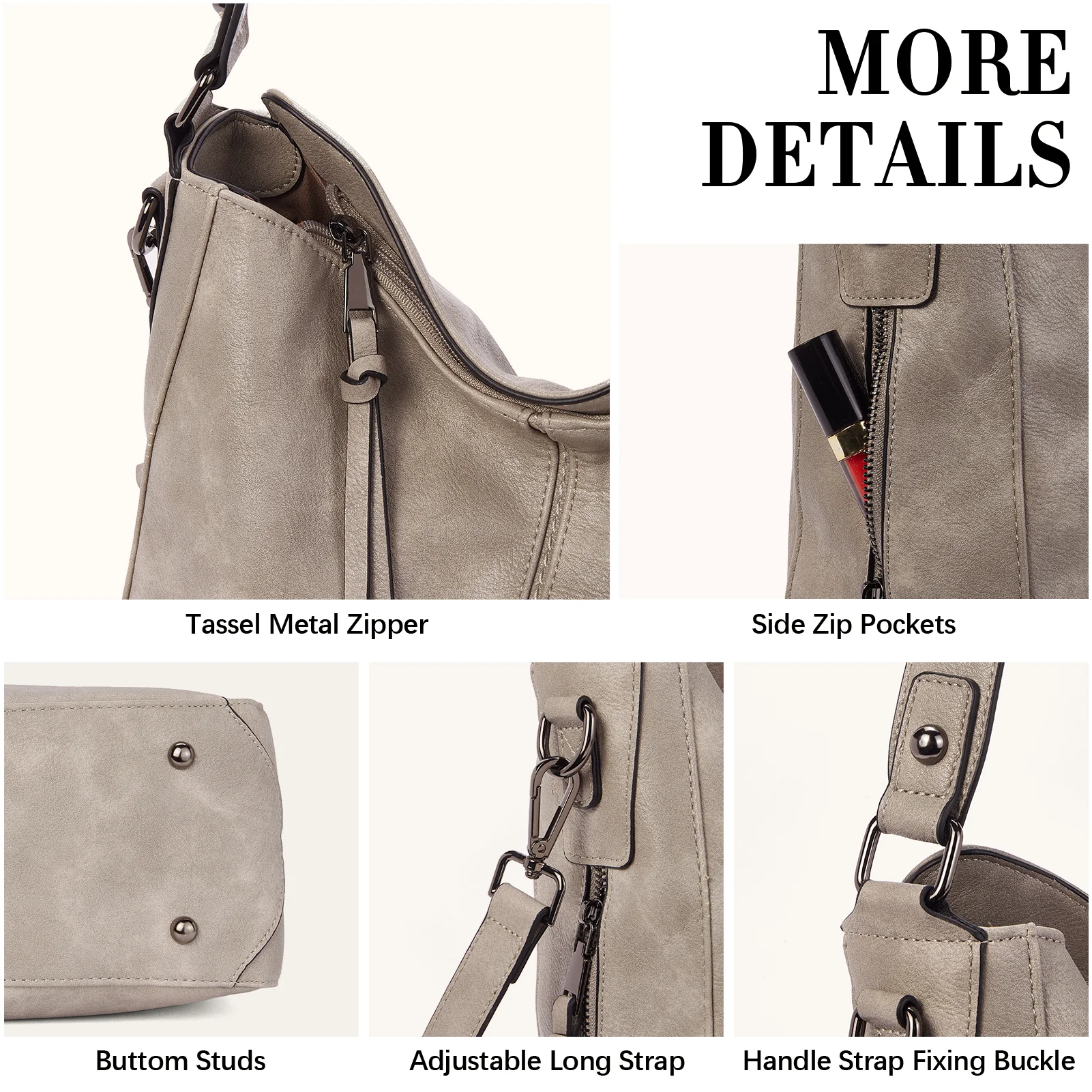 Kweli Large Stitch Detail Vegan Lether Hobo Bag - Image 25