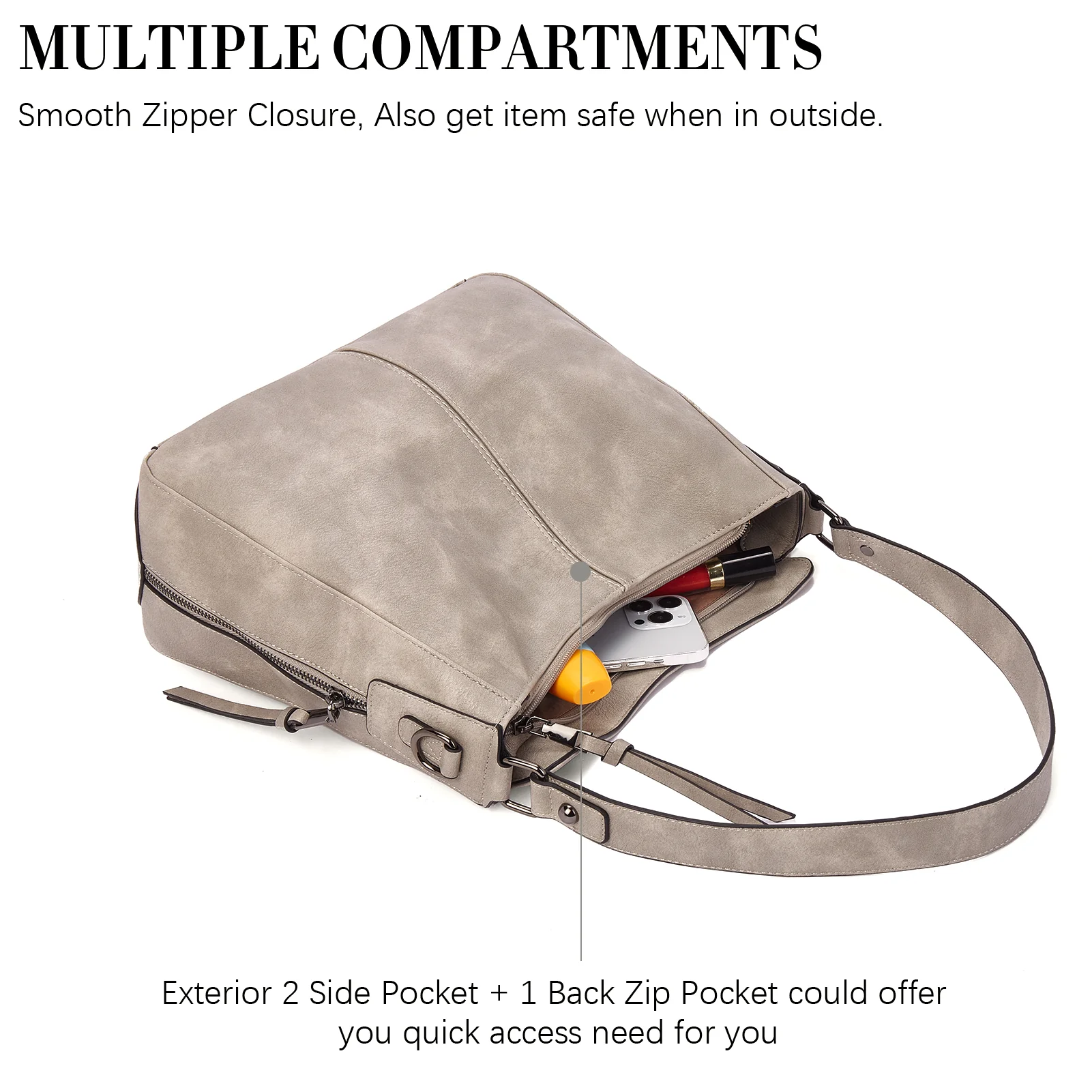 Kweli Large Stitch Detail Vegan Lether Hobo Bag - Image 27