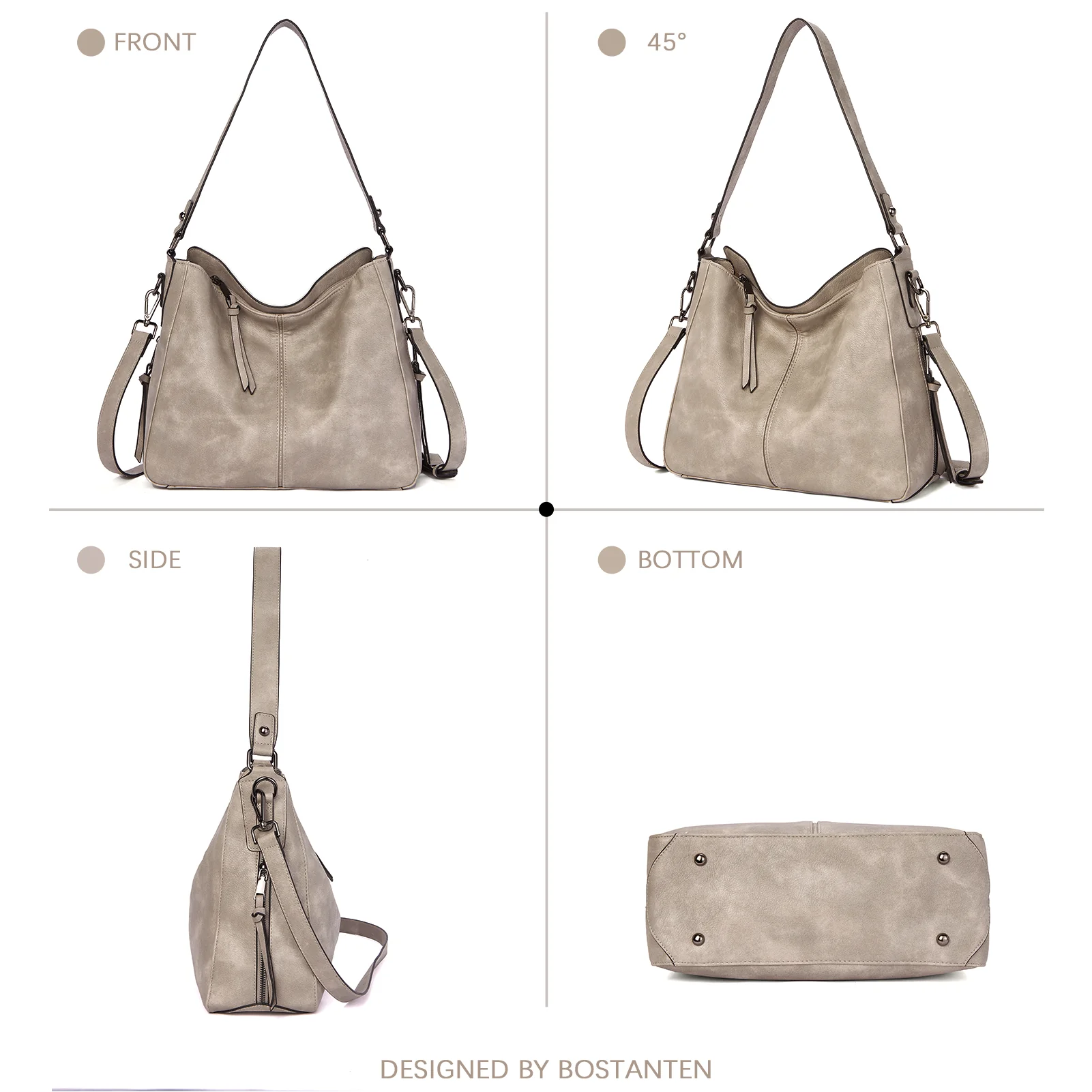 Kweli Large Stitch Detail Vegan Lether Hobo Bag - Image 28
