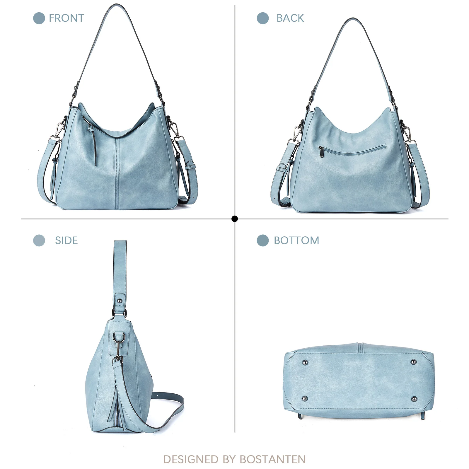 Kweli Large Stitch Detail Vegan Lether Hobo Bag - Image 35