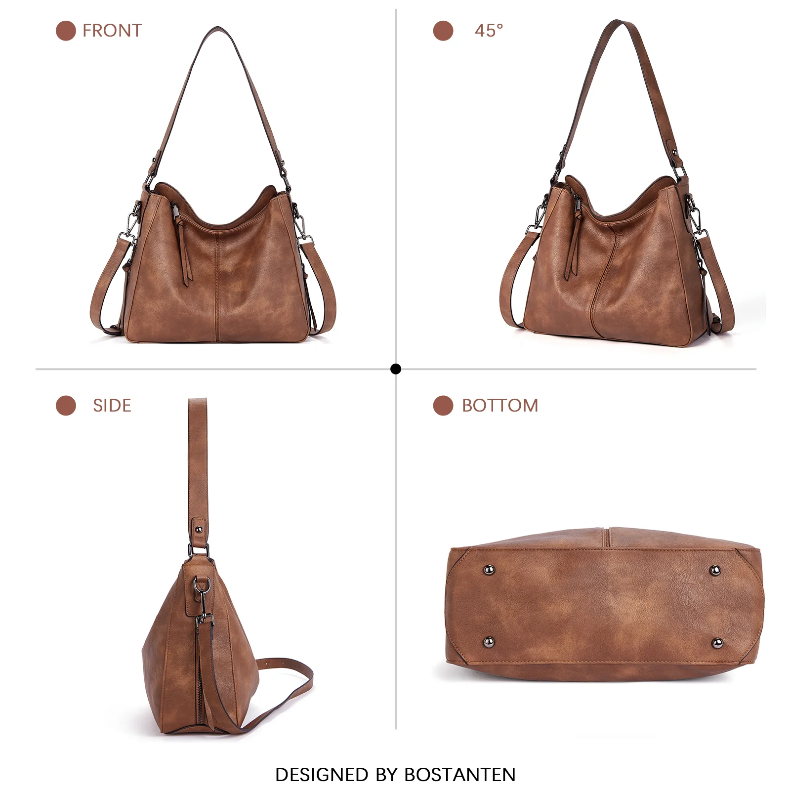 Kweli Large Stitch Detail Vegan Lether Hobo Bag - Image 7