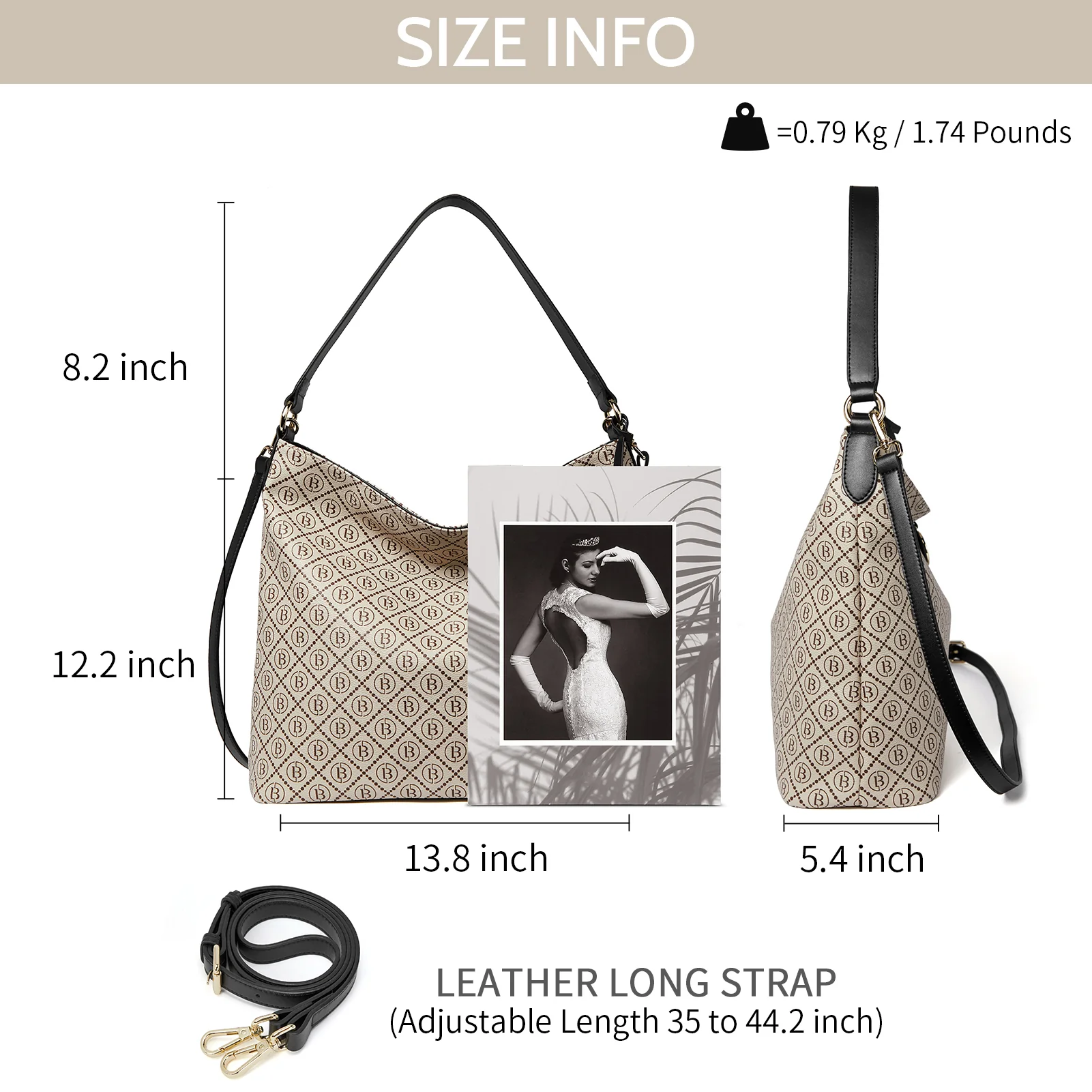 Kweli Durable Large Leather Hobo Shoulder Bag for Every Day Use - Image 3
