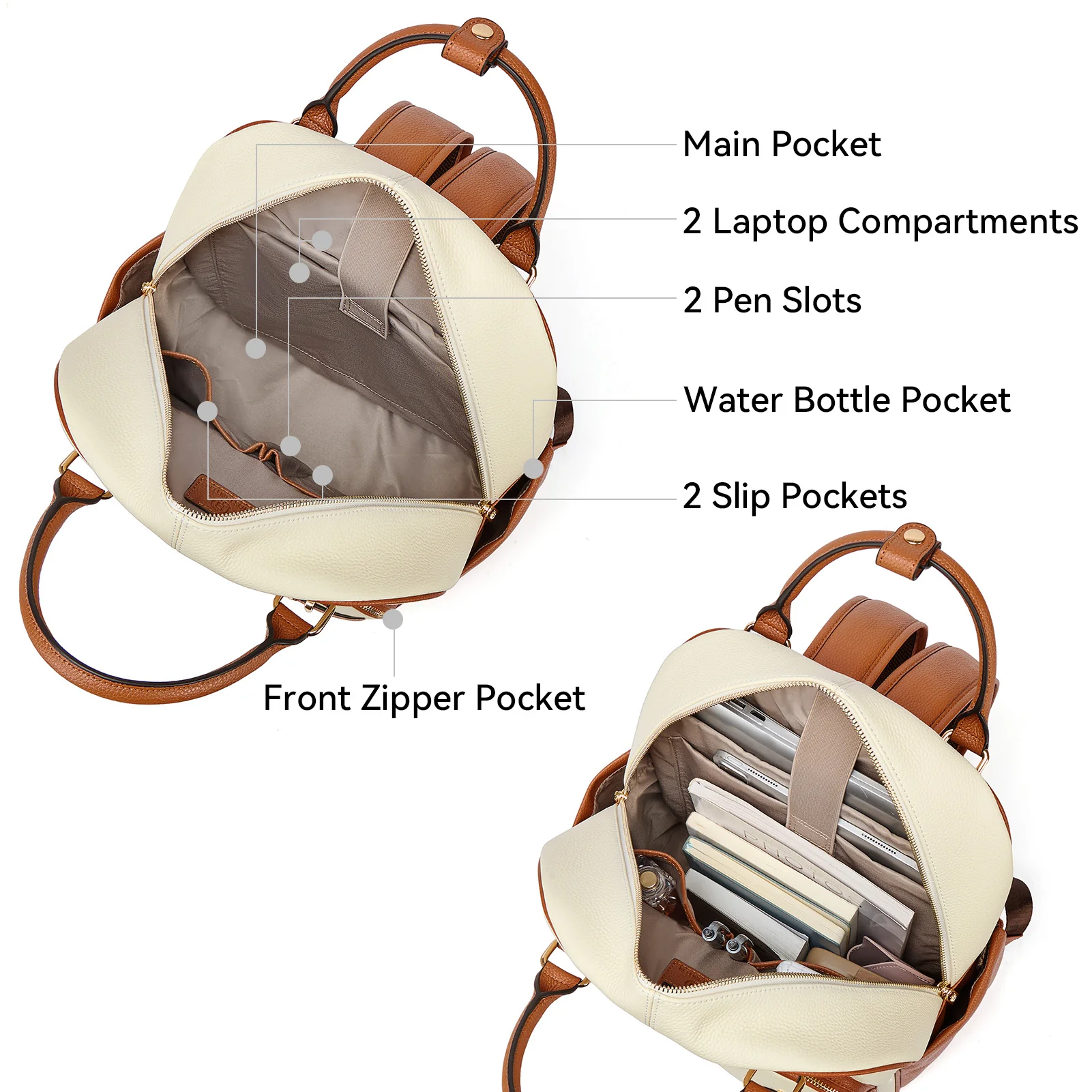 Smart Genuine Leather Laptop Backpack — Expandable Bottle Pocket - Image 11