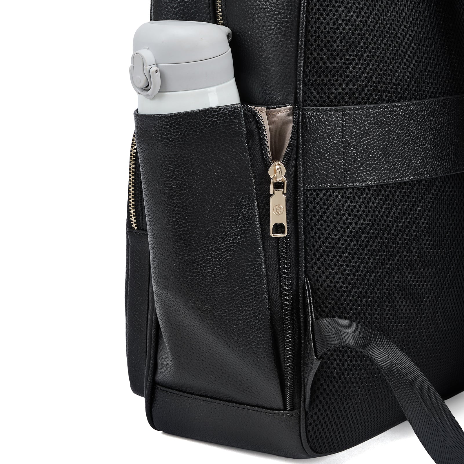 Smart Genuine Leather Laptop Backpack — Expandable Bottle Pocket - Image 5