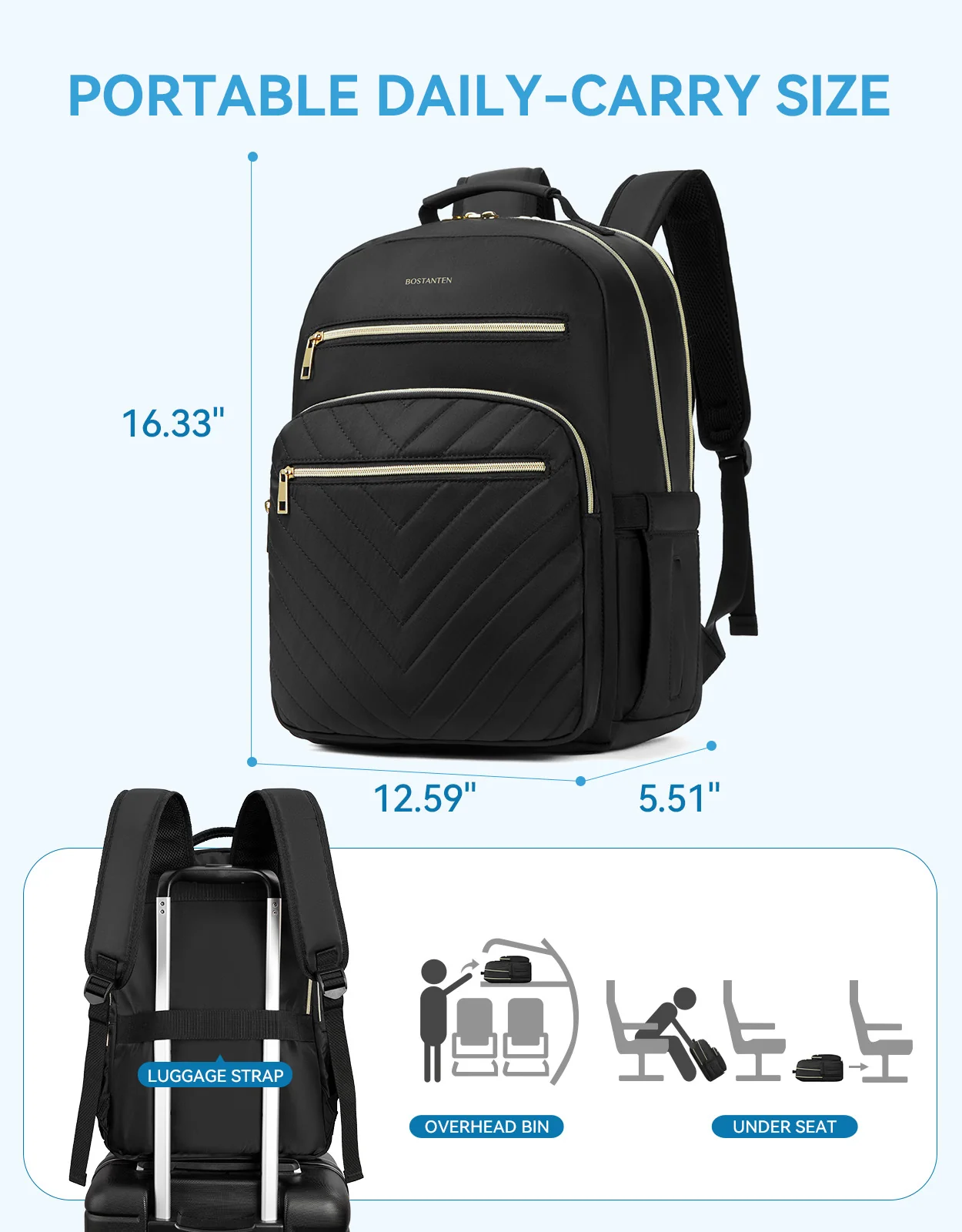 Minoru Quilted Patchwork 15.6“ Laptop Backpack - Image 20