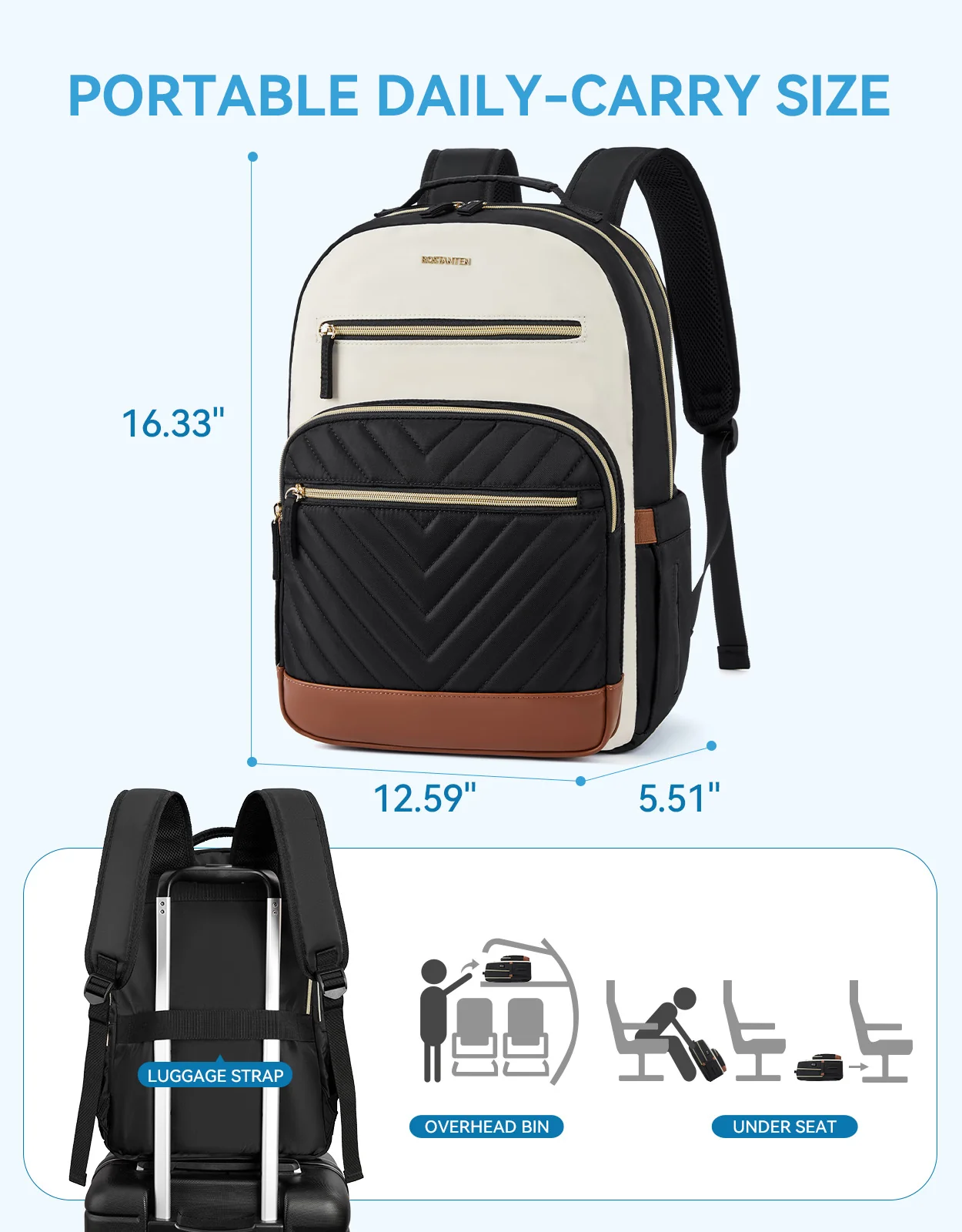 Minoru Quilted Patchwork 15.6“ Laptop Backpack - Image 3