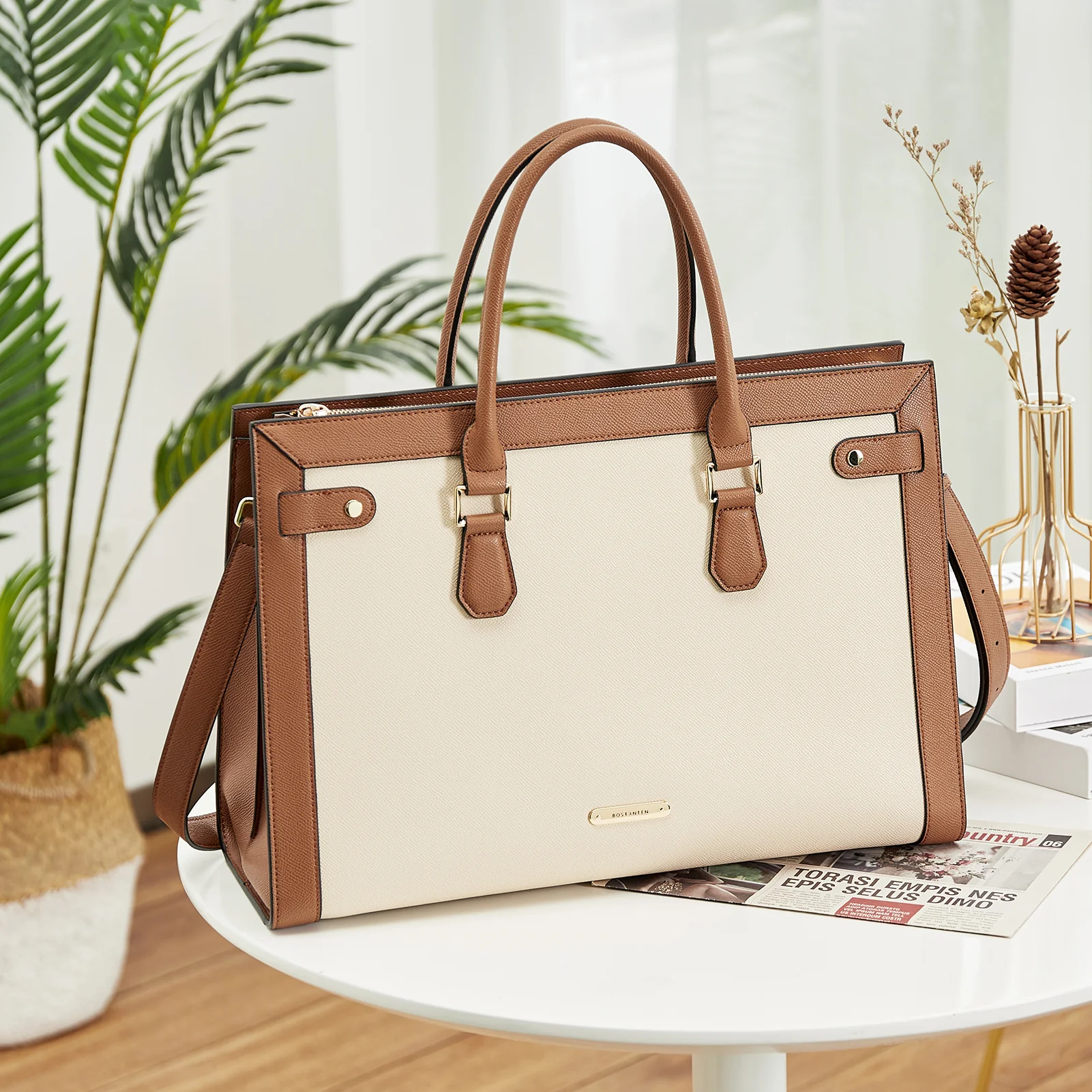 BOSTANTEN Laptop Bag for Women 15.6 inch Leather Briefcase Computer Handbag Stylish Work Tote - Image 7