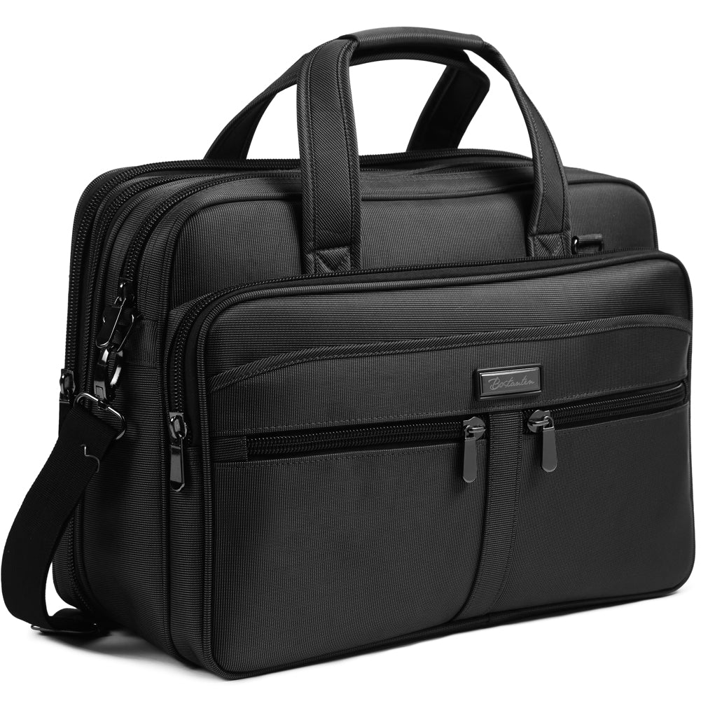 BOSTANTEN Laptop Bags 17 inch Briefcase for Men Nylon Water-resistant Large Business Travel Bag Black - Image 3