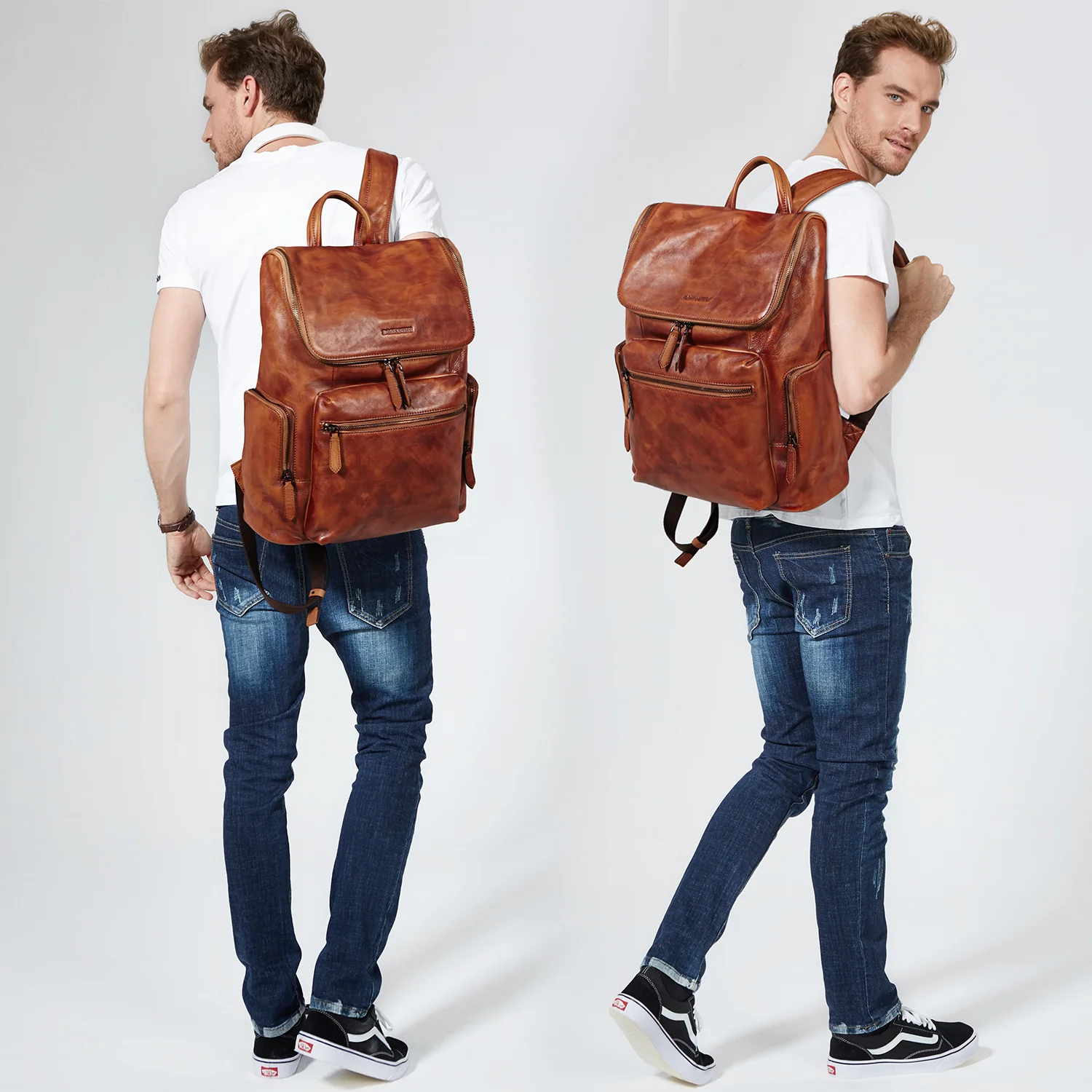 Vintage Laptop Backpack 15.6'' - Handcrafted Crazy Horse Leather - Image 11