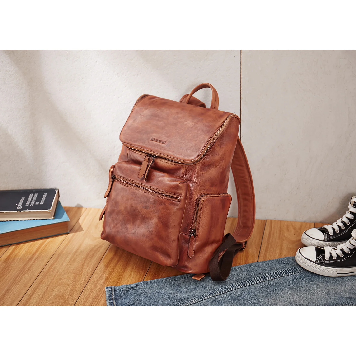 Vintage Laptop Backpack 15.6'' - Handcrafted Crazy Horse Leather - Image 12