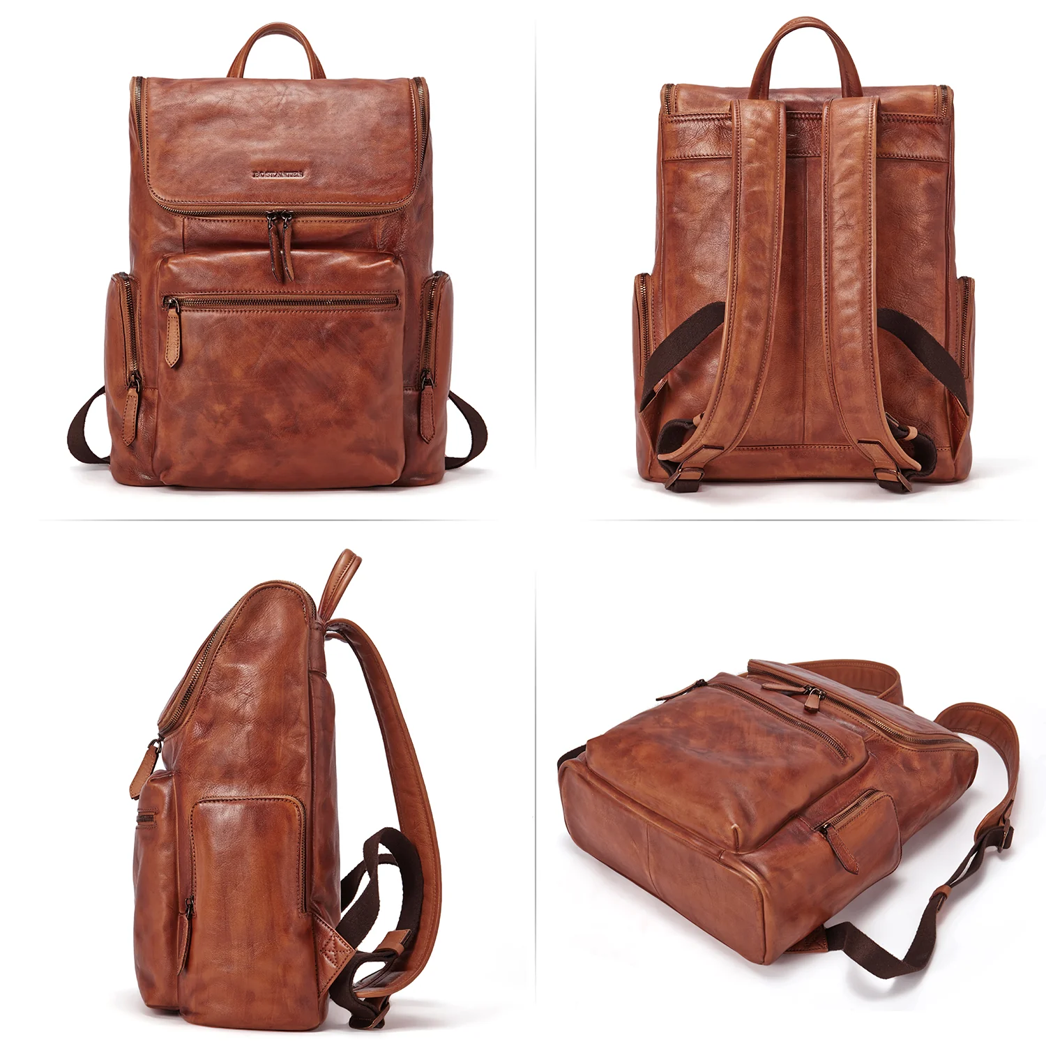 Vintage Laptop Backpack 15.6'' - Handcrafted Crazy Horse Leather - Image 9