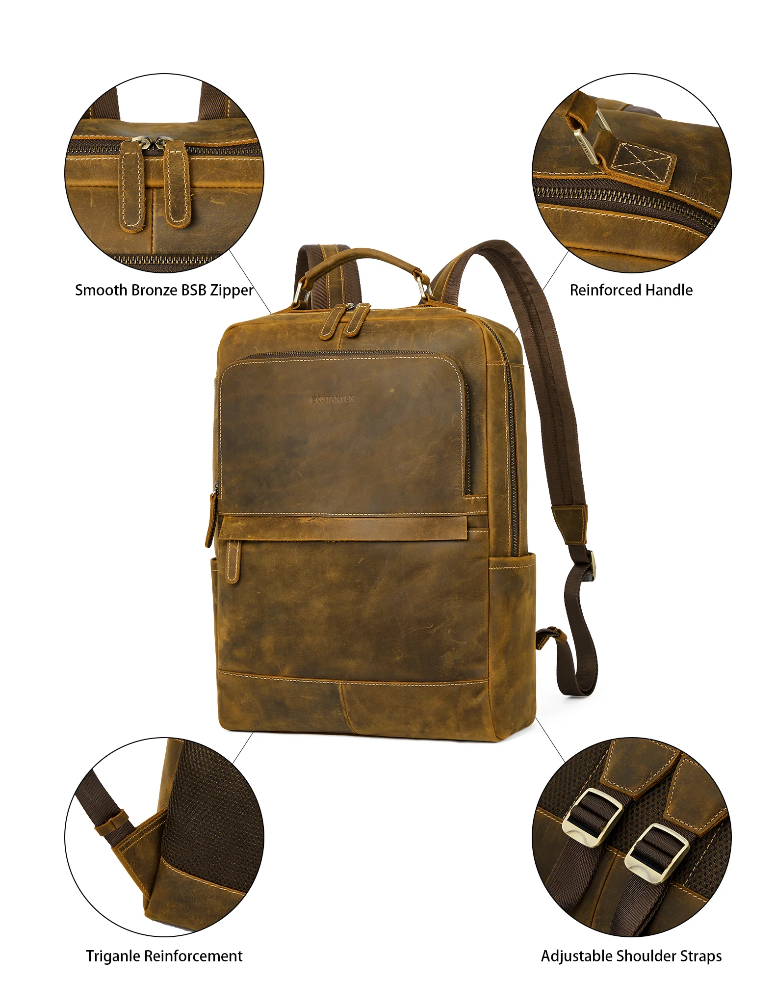 Men's Large Retro Business Backpack for 15.6-inch Laptops - Image 7