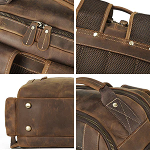 BOSTANTEN Leather Backpack for Men, 15.6 inch Laptop Backpack Large Capacity Business Travel Bag Vintage Shoulder Daypacks - Image 5