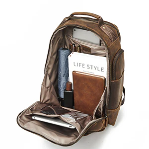 BOSTANTEN Leather Backpack for Men, 15.6 inch Laptop Backpack Large Capacity Business Travel Bag Vintage Shoulder Daypacks - Image 7
