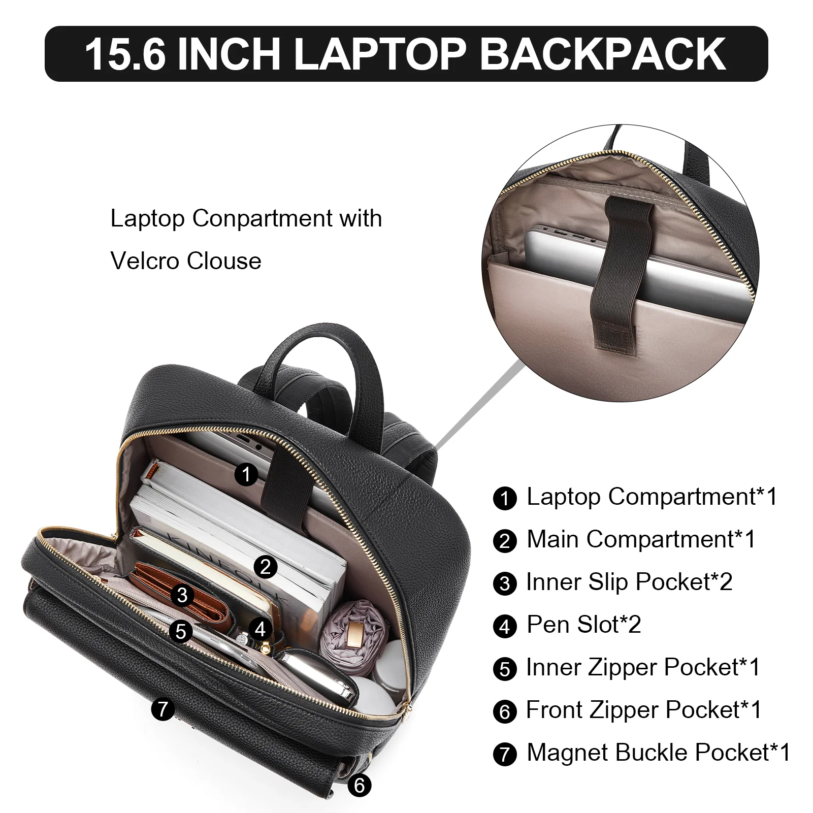 Vallis 15.6‘’ Casual Business Travel Laptop Backpack - Image 12
