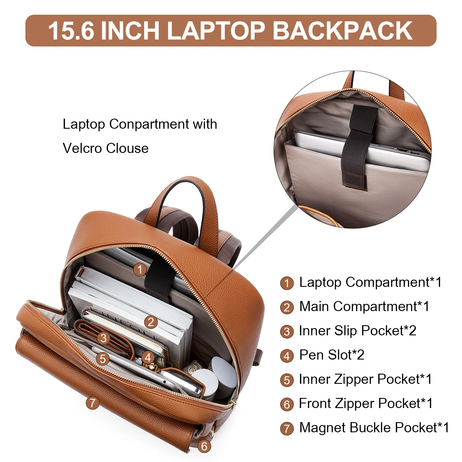 Vallis 15.6‘’ Casual Business Travel Laptop Backpack - Image 4
