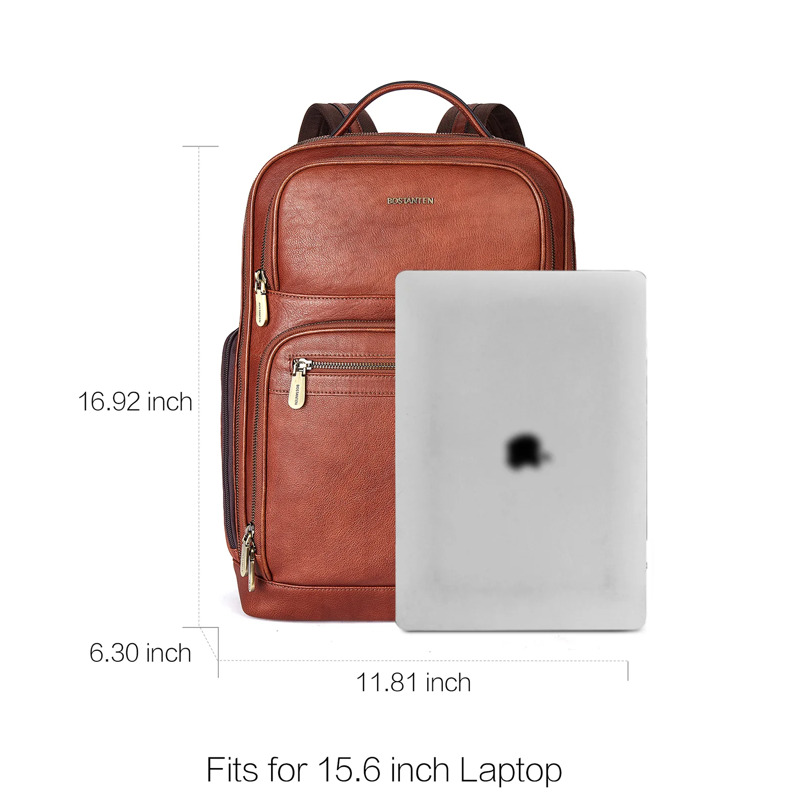 Premium Black Leather 15.6inch Laptop Backpack for Men - Image 11