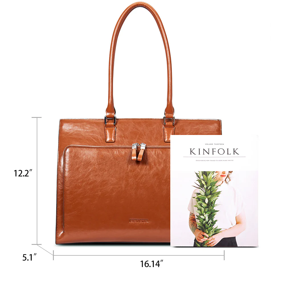 Carol Minimalist Leather Briefcase - Image 4