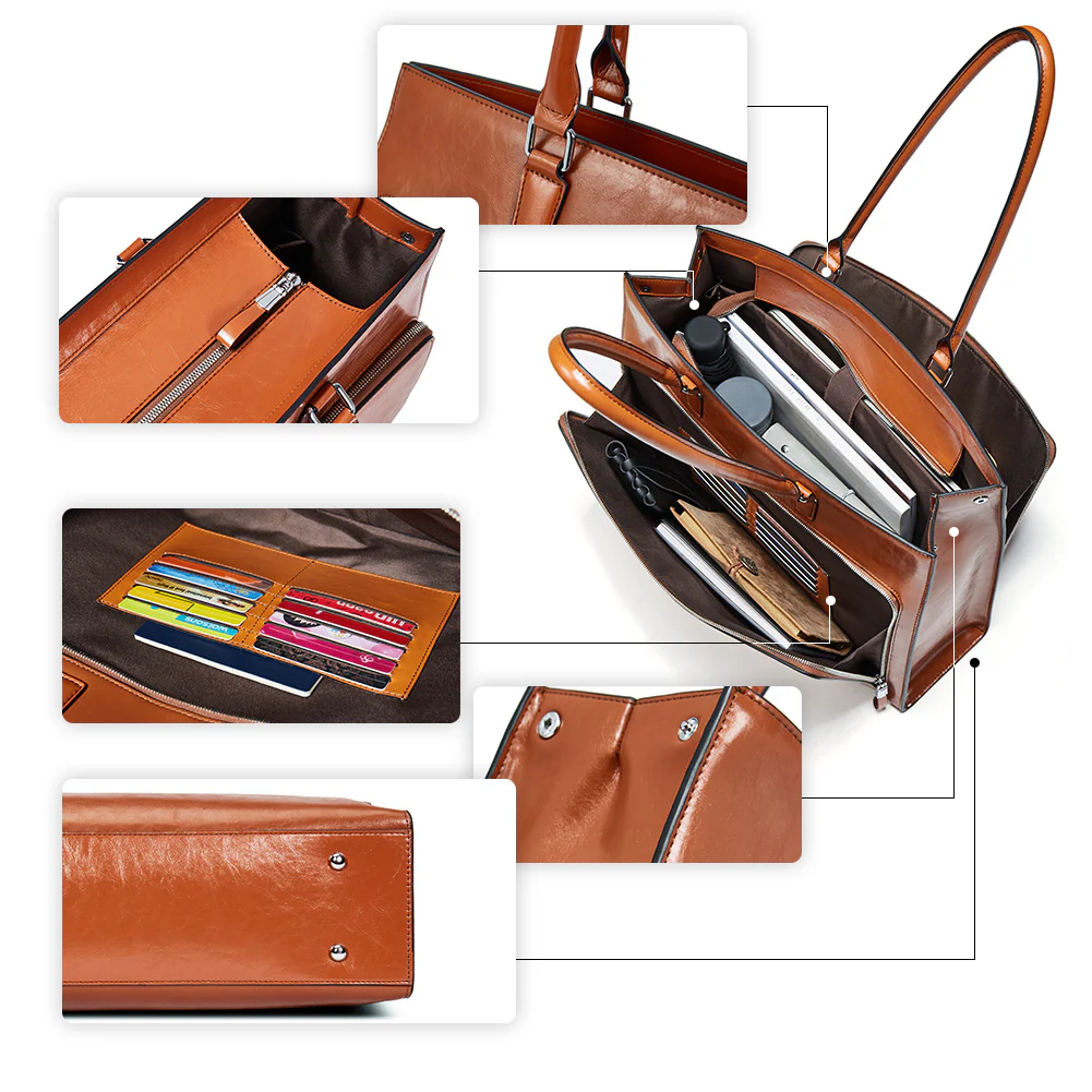 Carol Minimalist Leather Briefcase - Image 7
