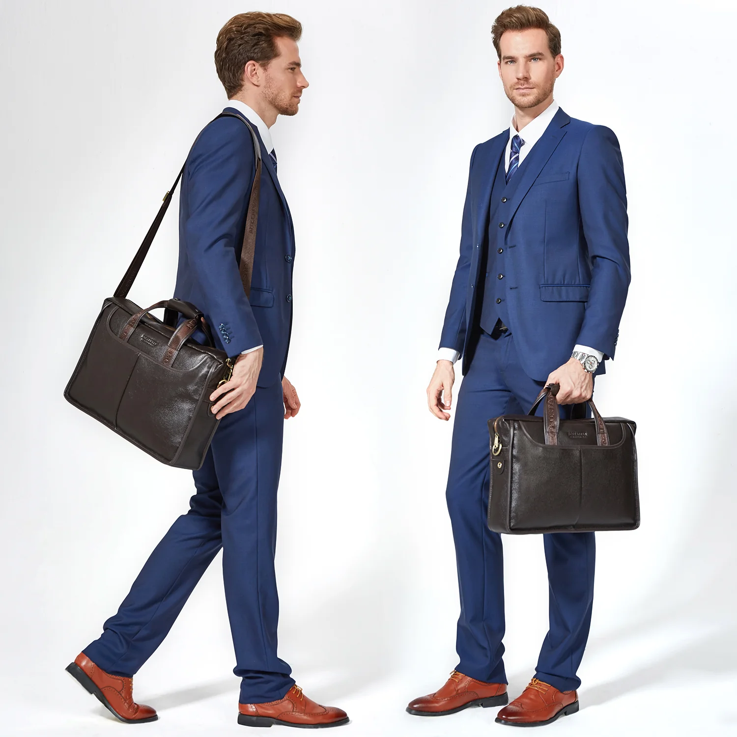 Classic Leather Briefcase Messenger Bags for Men | 14' Laptop Bag - Image 11