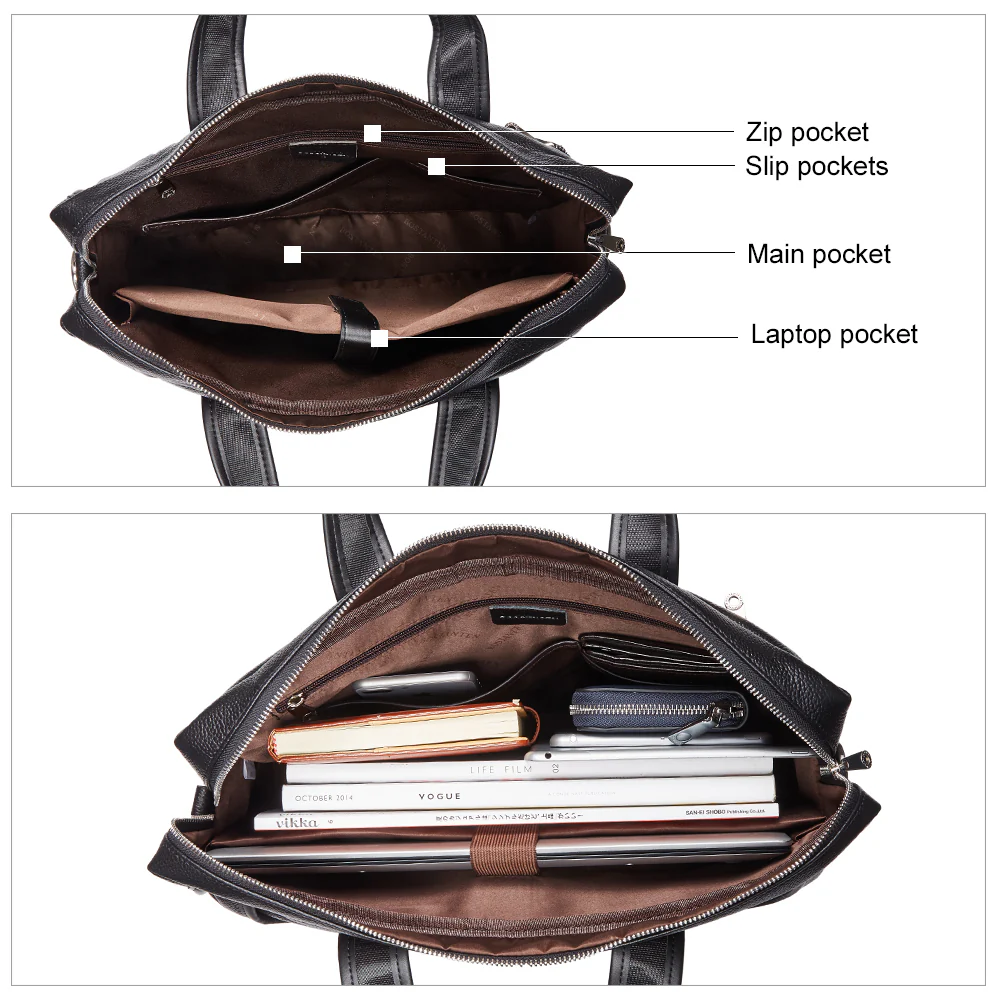 Royal Retro Leather Briefcase | 14' Laptop - Image 4
