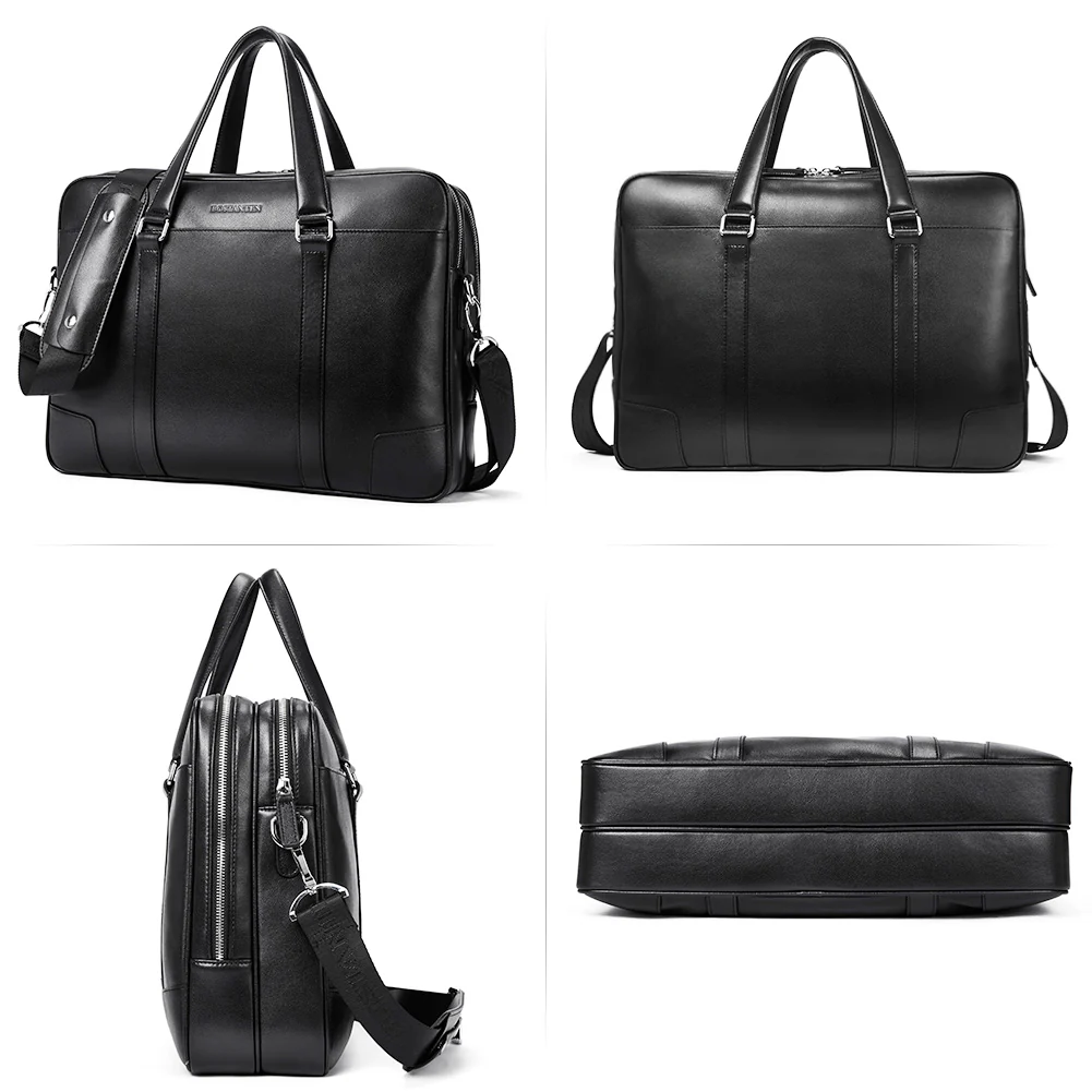 BOSTANTEN Leather Laptop Briefcase Best Work Bags Computer Bag for Men Black - Image 3