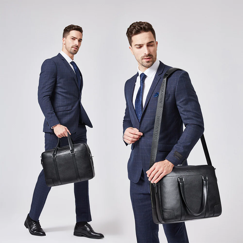 BOSTANTEN Leather Laptop Briefcase Best Work Bags Computer Bag for Men Black - Image 5