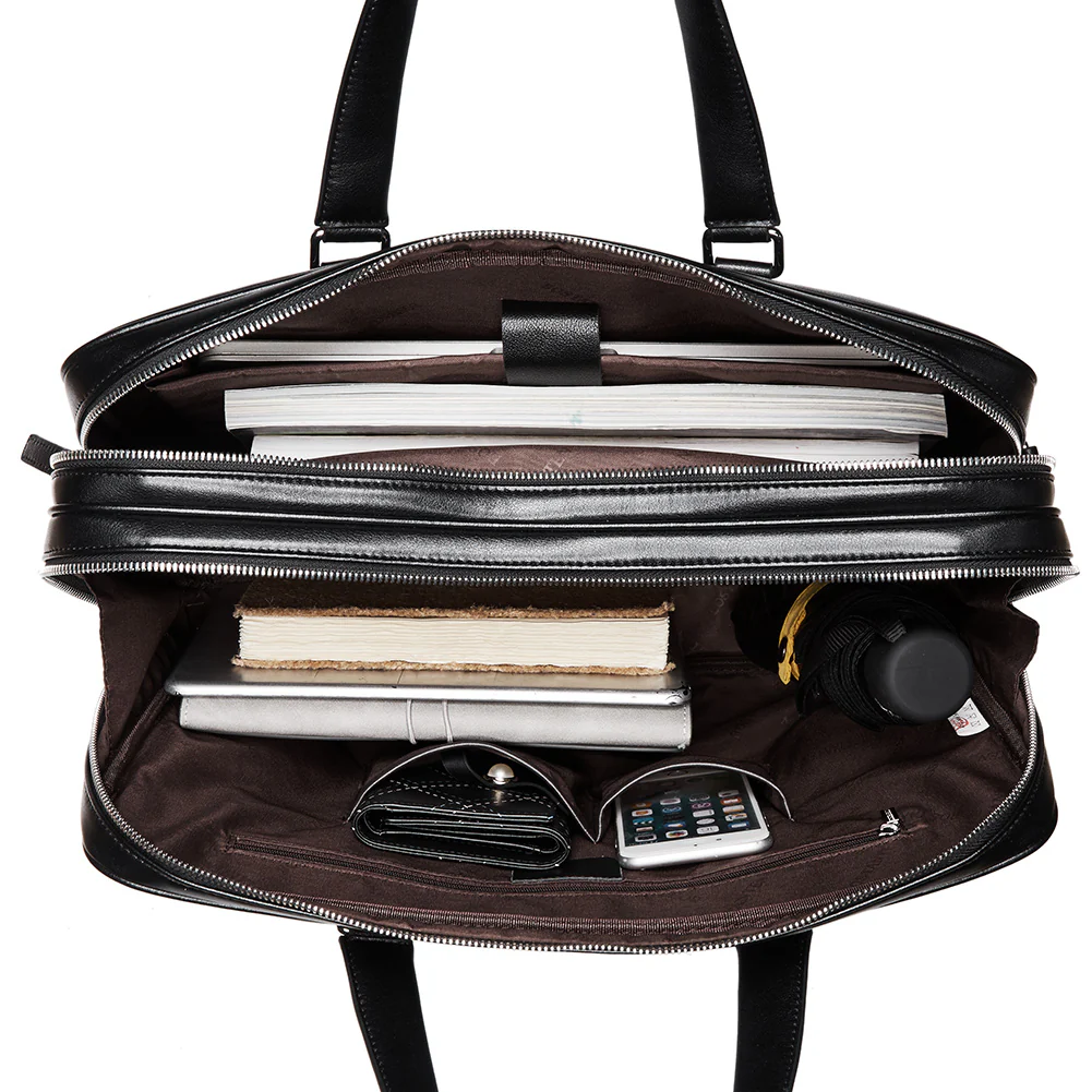 BOSTANTEN Leather Laptop Briefcase Best Work Bags Computer Bag for Men Black - Image 6