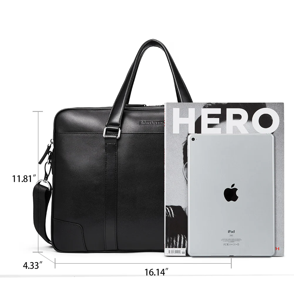 BOSTANTEN Leather Laptop Briefcase Best Work Bags Computer Bag for Men Black - Image 7