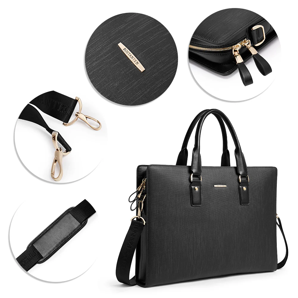 Stroud slim leather laptop bag large briefcase for business people - Image 12