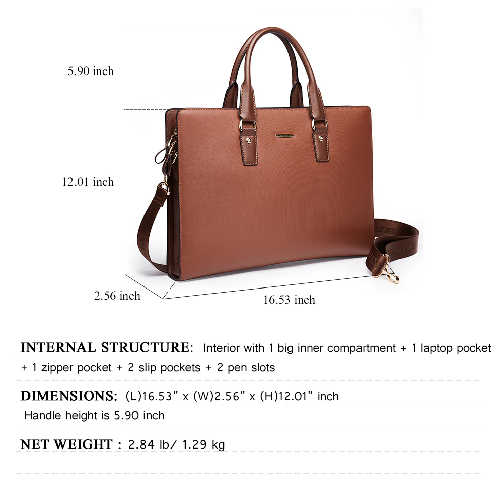 Stroud slim leather laptop bag large briefcase for business people - Image 4