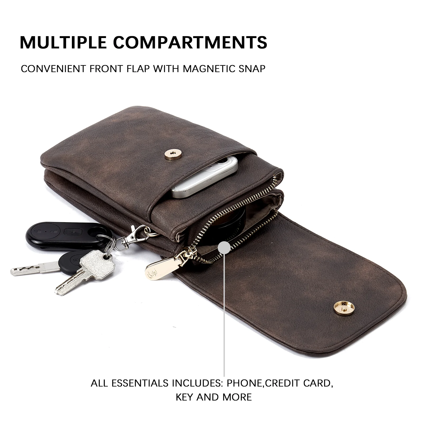 Evelyn Leather Crossbody Phone Wallet For Women —— Boudoir Style - Image 12