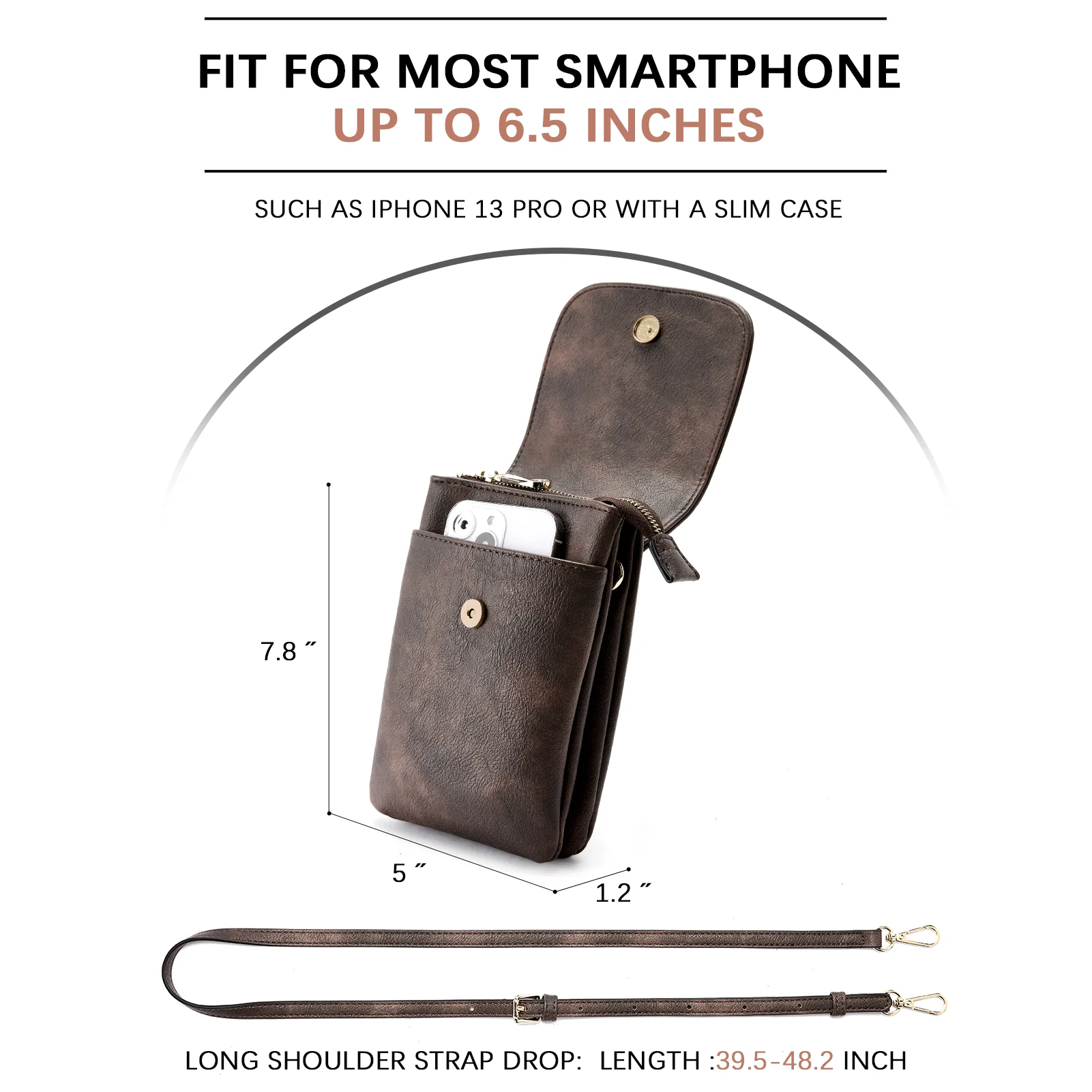 Evelyn Leather Crossbody Phone Wallet For Women —— Boudoir Style - Image 16
