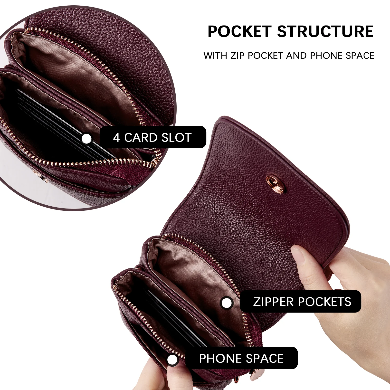 Evelyn Leather Crossbody Phone Wallet For Women —— Boudoir Style - Image 57