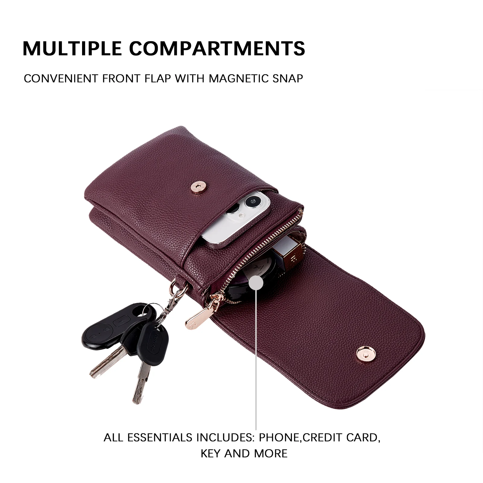 Evelyn Leather Crossbody Phone Wallet For Women —— Boudoir Style - Image 58