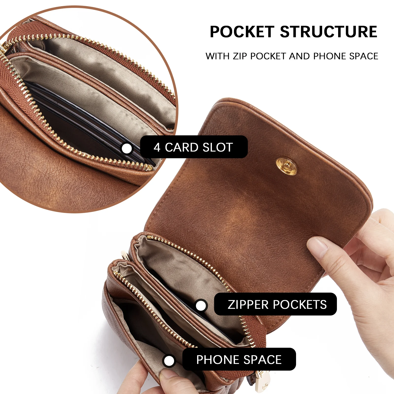 Evelyn Leather Crossbody Phone Wallet For Women —— Boudoir Style - Image 6