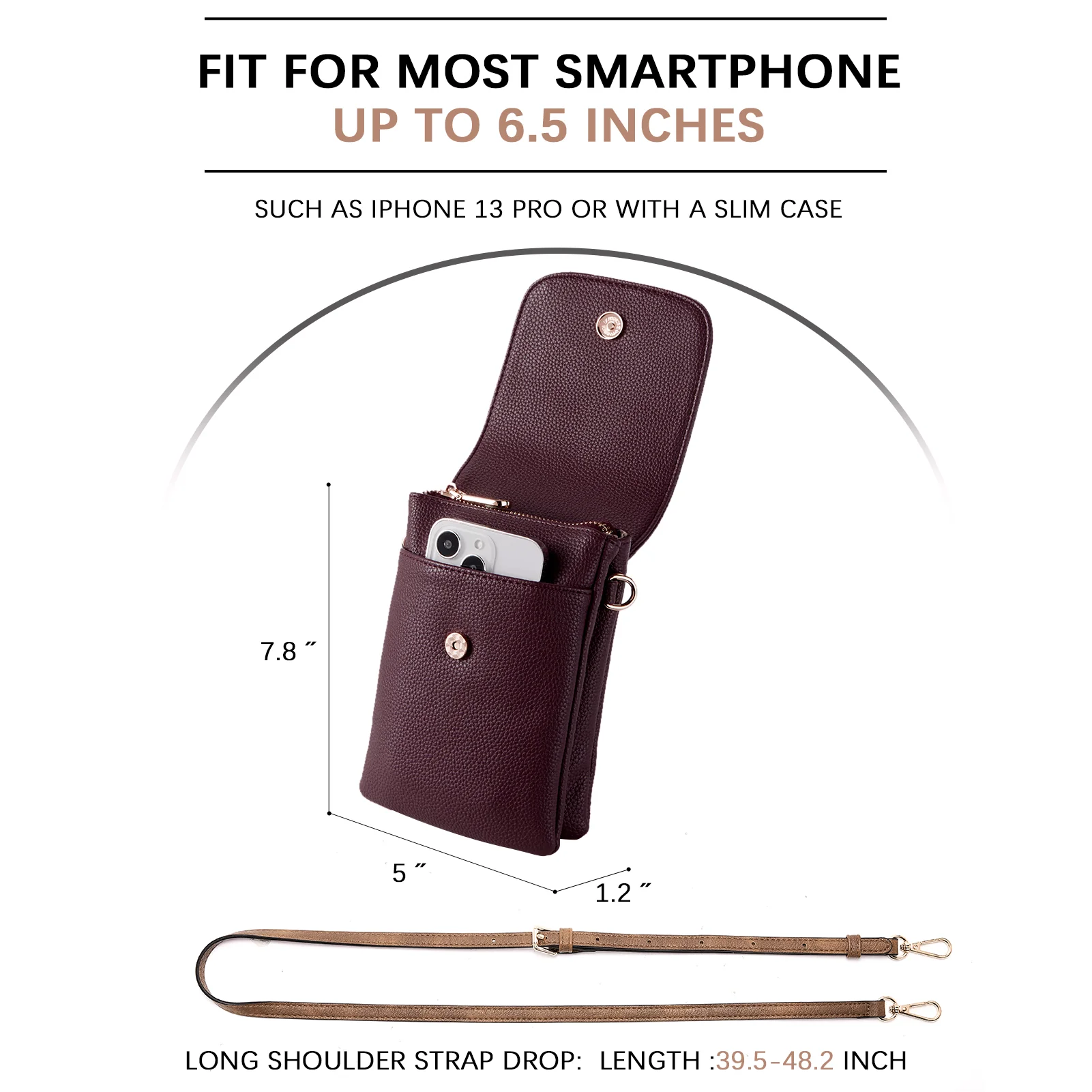 Evelyn Leather Crossbody Phone Wallet For Women —— Boudoir Style - Image 60