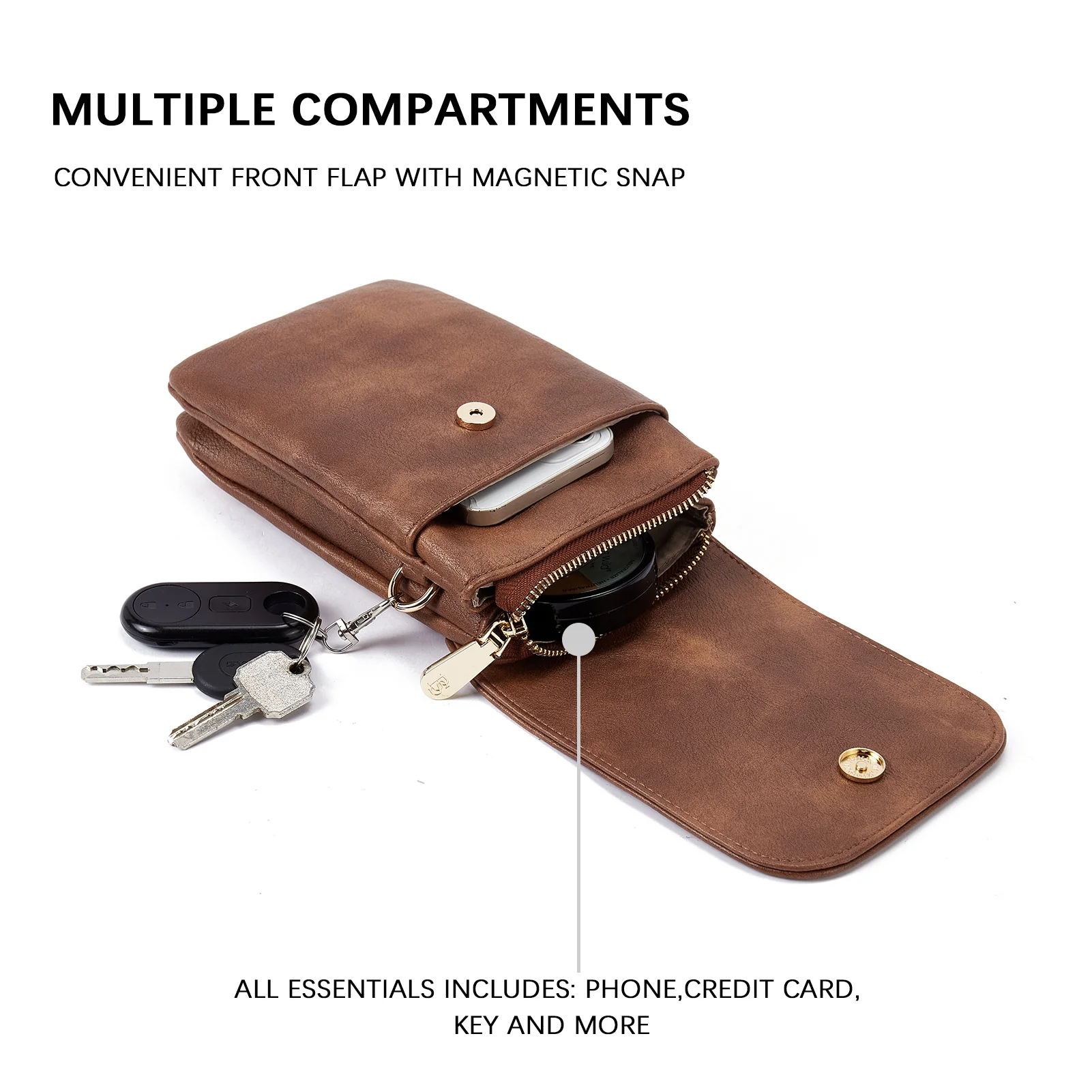 Evelyn Leather Crossbody Phone Wallet For Women —— Boudoir Style - Image 8