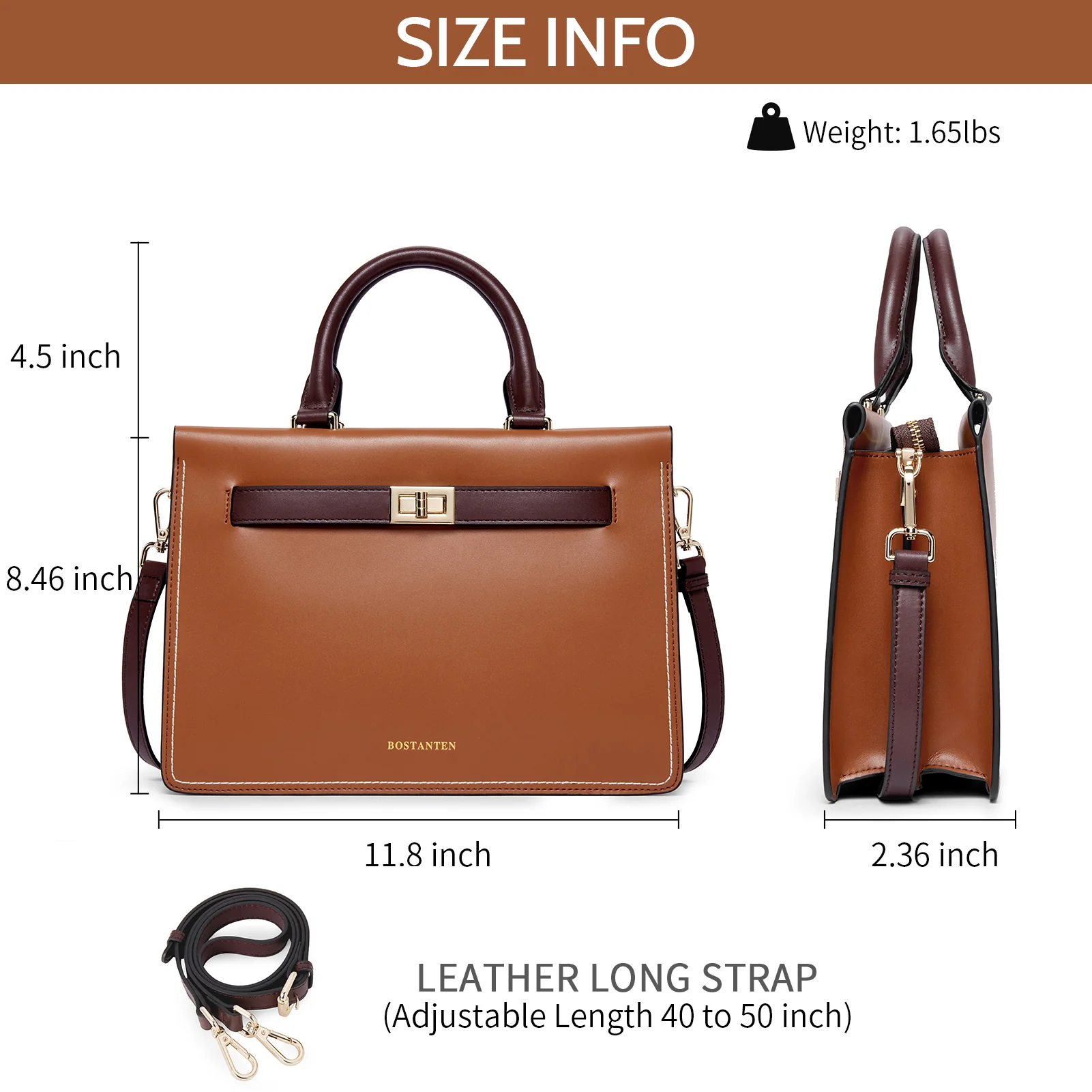 BOSTANTEN Leather Handbag for Women Top Handle Designer Fashion Shoulder Bag Purse - Image 4