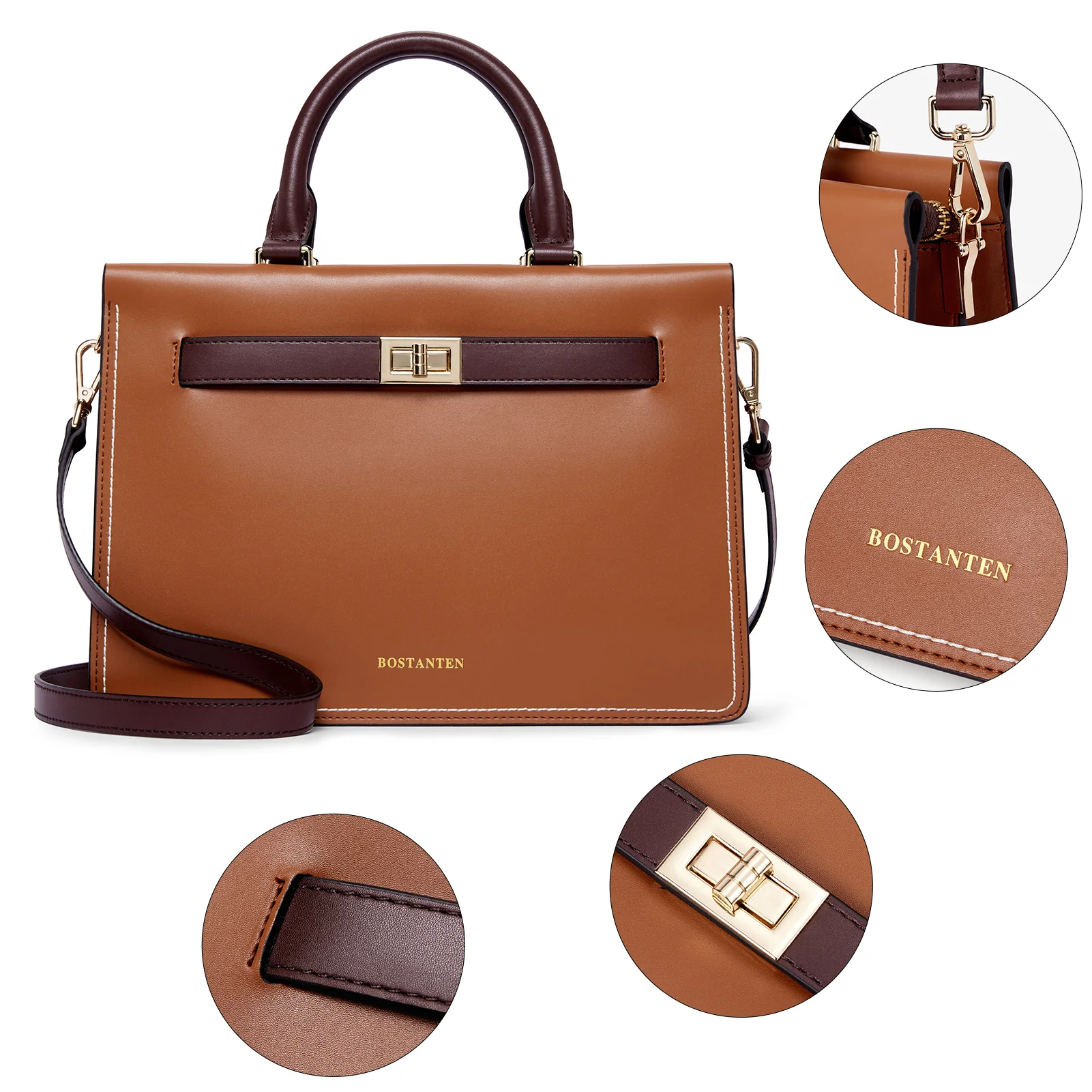 BOSTANTEN Leather Handbag for Women Top Handle Designer Fashion Shoulder Bag Purse - Image 5