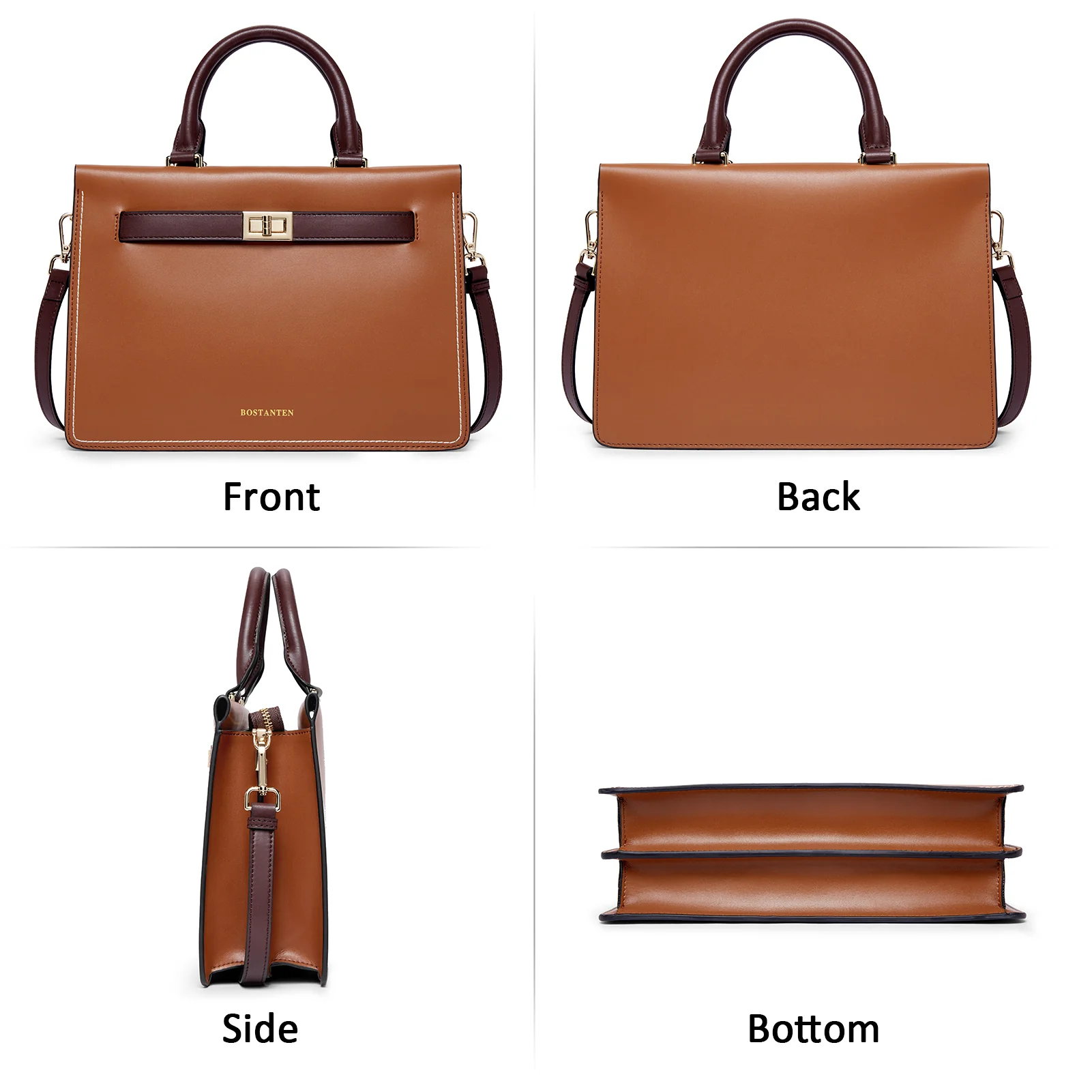 BOSTANTEN Leather Handbag for Women Top Handle Designer Fashion Shoulder Bag Purse - Image 7