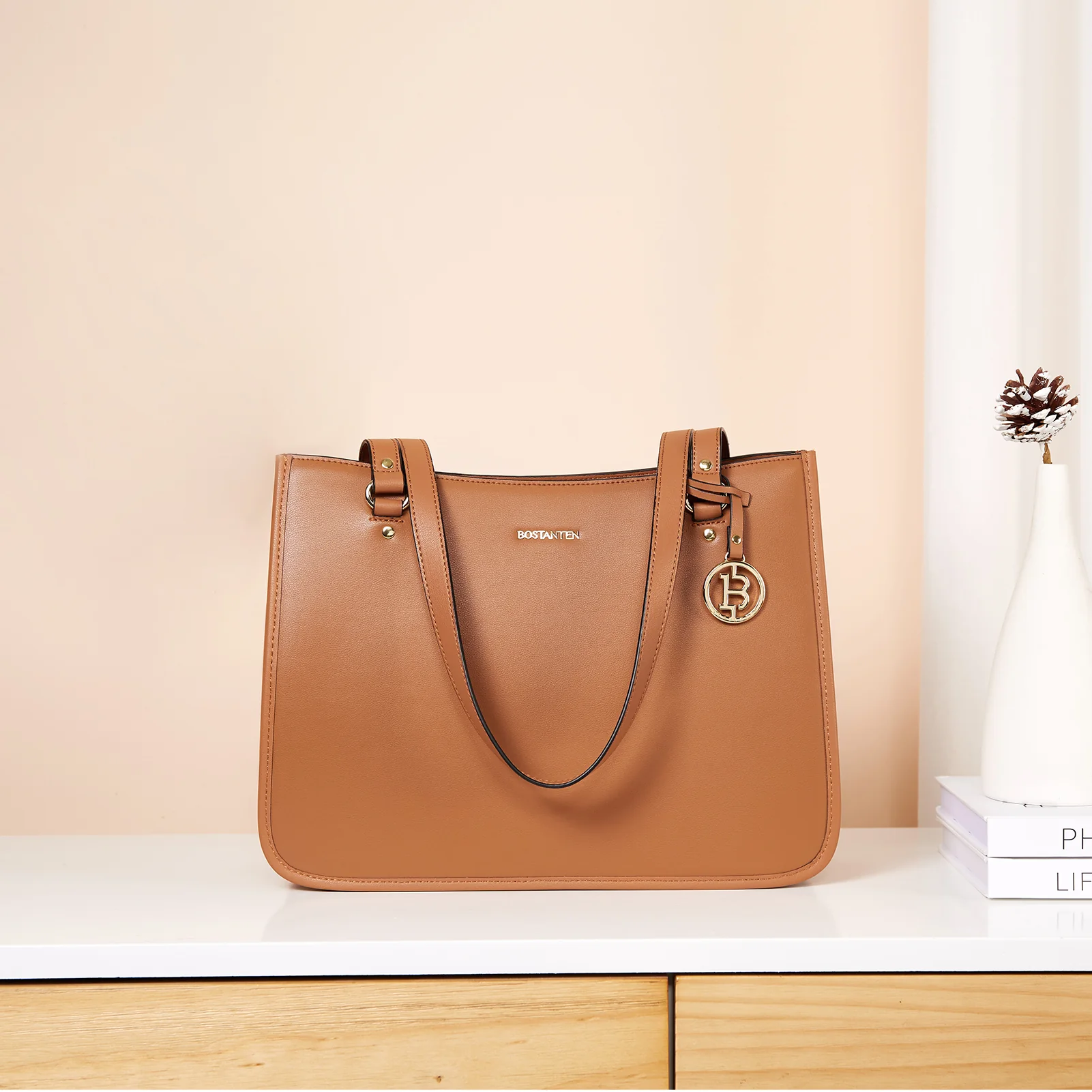 BOSTANTEN Leather Handbags Deigner Tote Bag Women Top-Handle Satchel Purses Shoulder Bags - Image 11