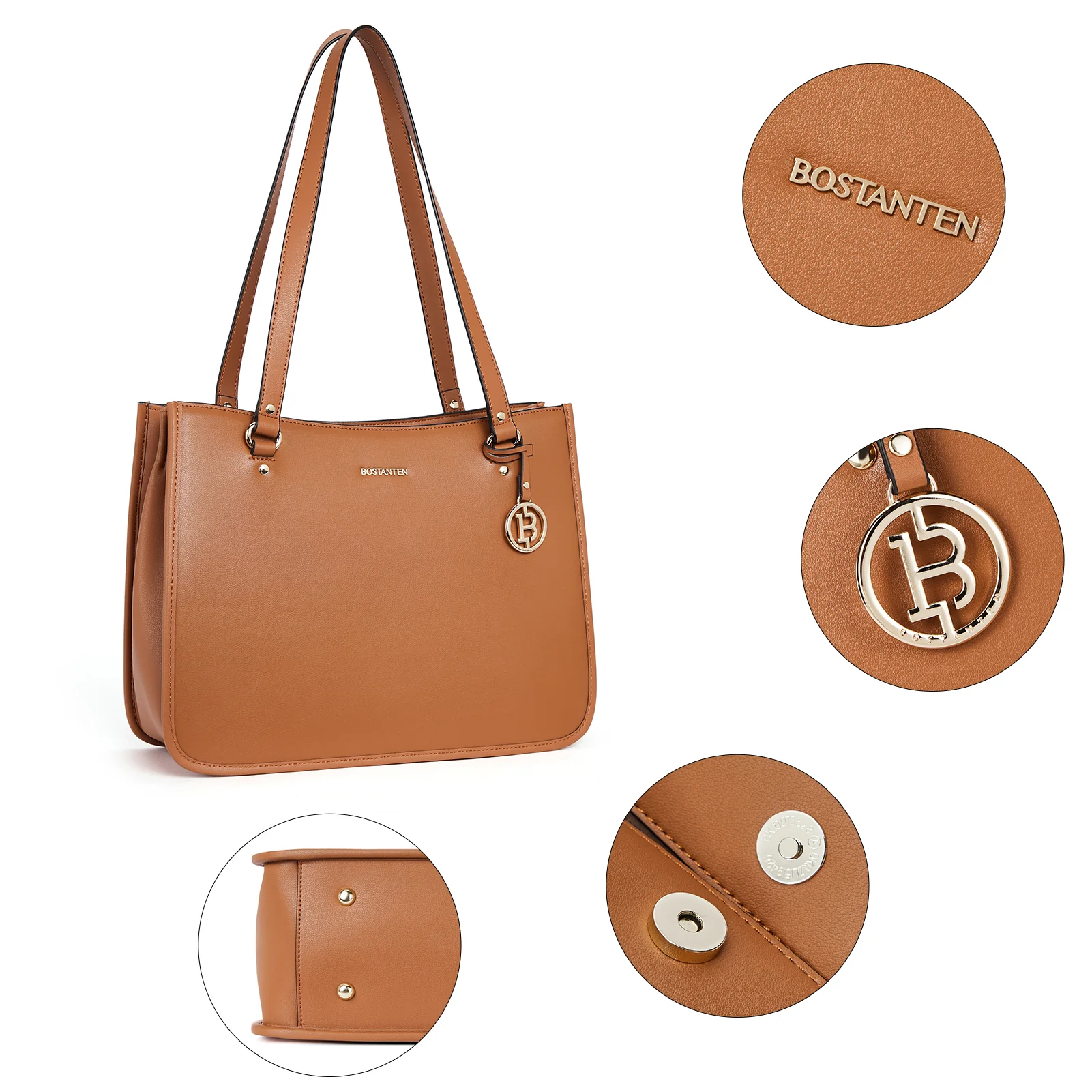 BOSTANTEN Leather Handbags Deigner Tote Bag Women Top-Handle Satchel Purses Shoulder Bags - Image 18