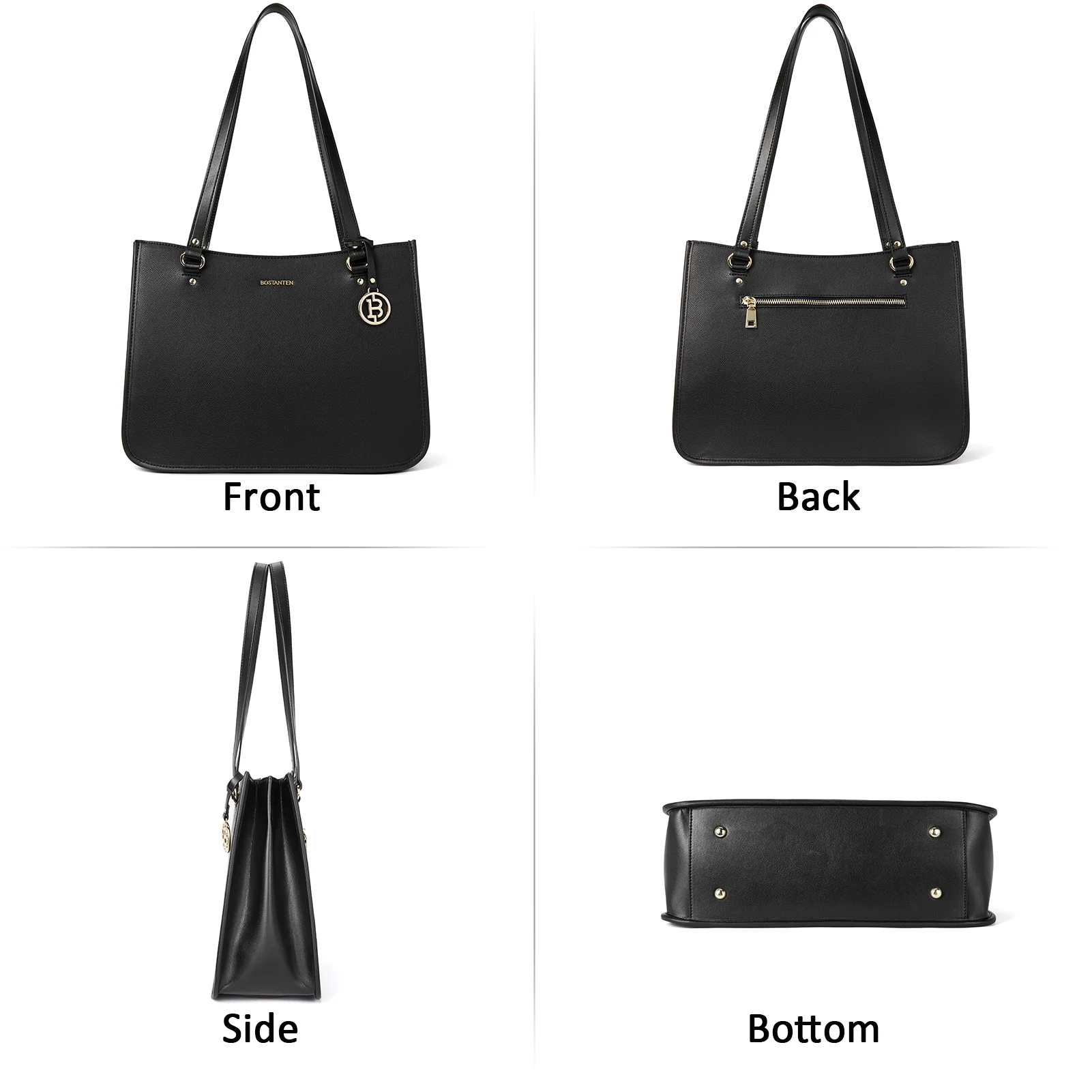 BOSTANTEN Leather Handbags Deigner Tote Bag Women Top-Handle Satchel Purses Shoulder Bags - Image 5