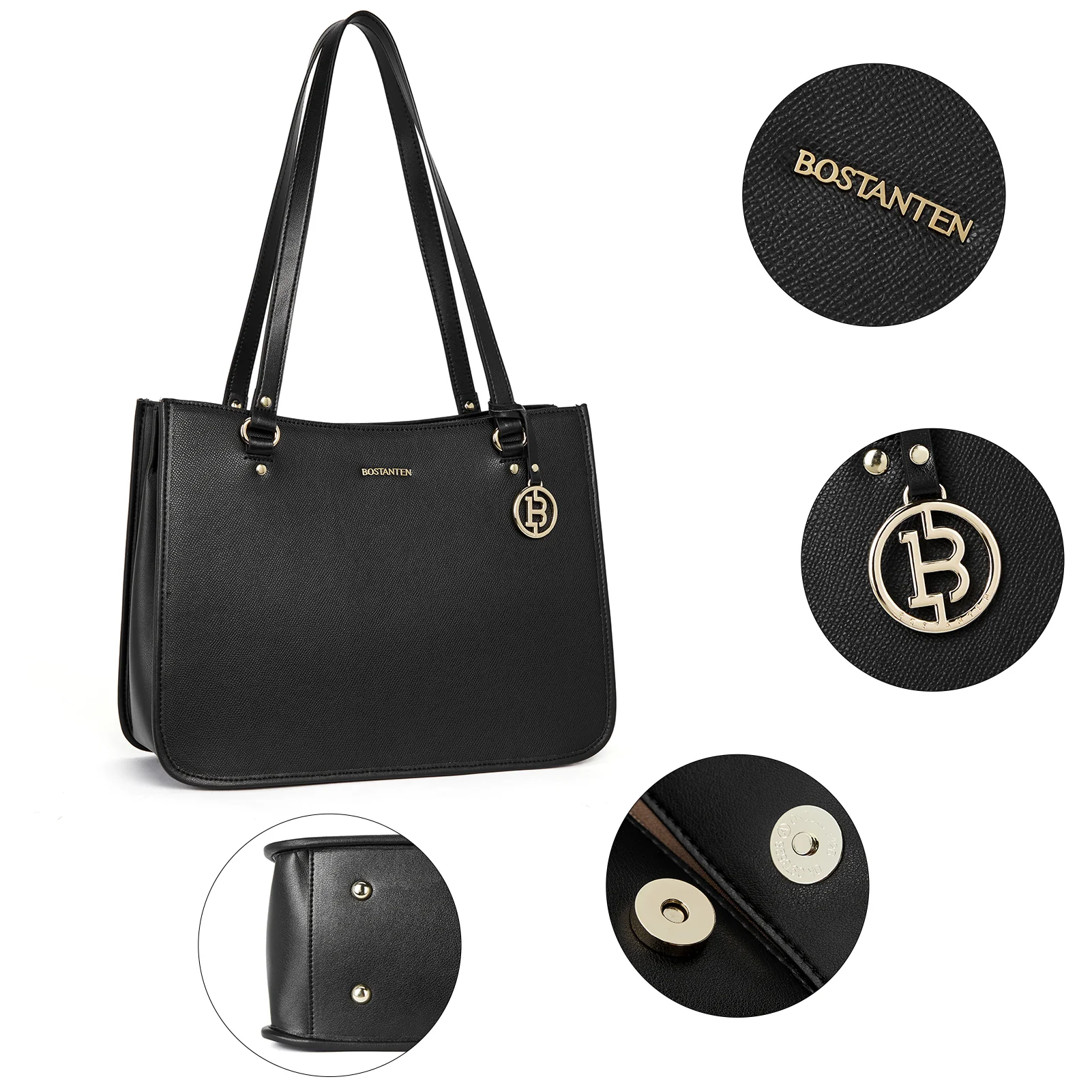 BOSTANTEN Leather Handbags Deigner Tote Bag Women Top-Handle Satchel Purses Shoulder Bags - Image 9