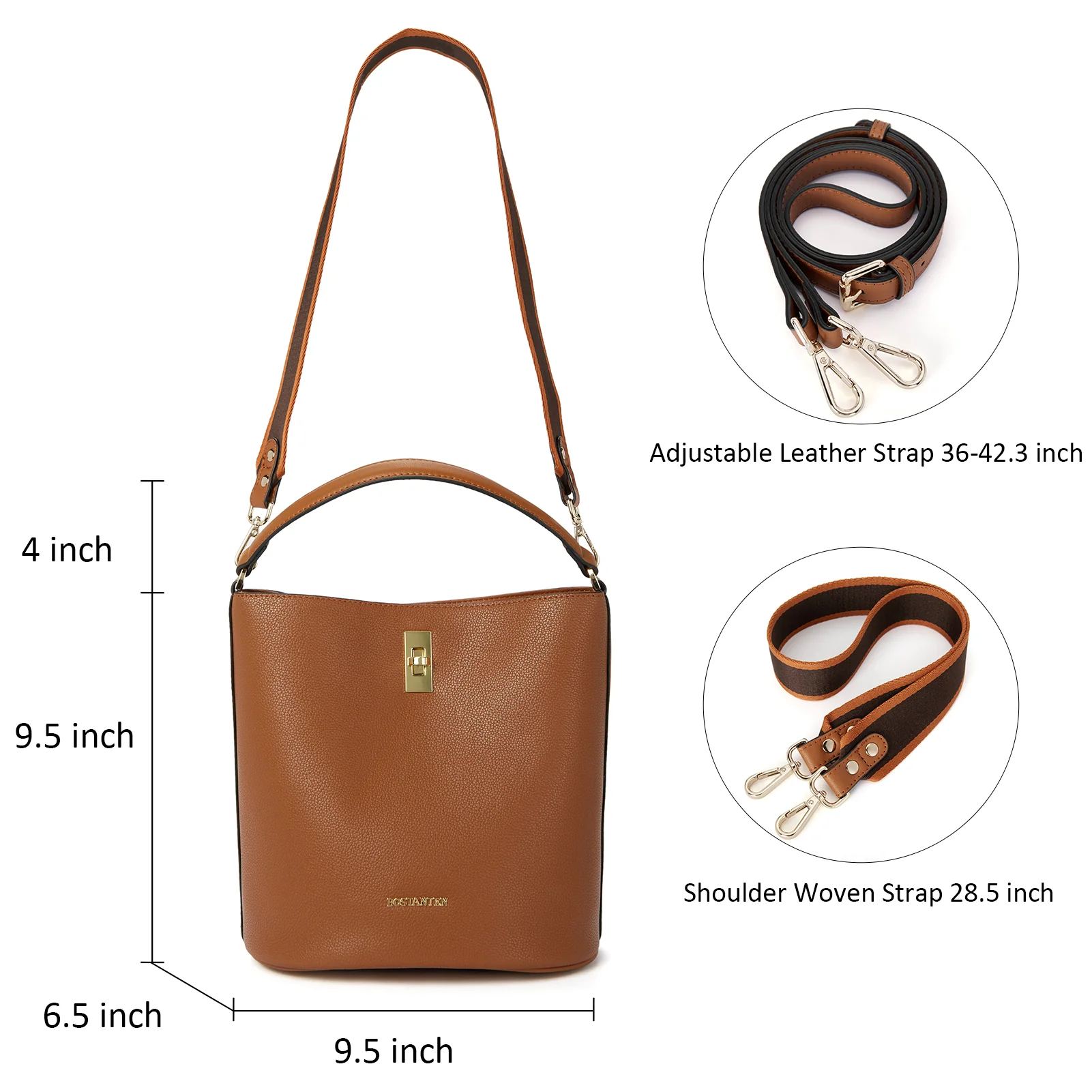 BOSTANTEN Leather Handbags for Women Designer Hobo Bucket Purses Fashion Ladies Crossbody Bags for Work Travel Daily - Image 15