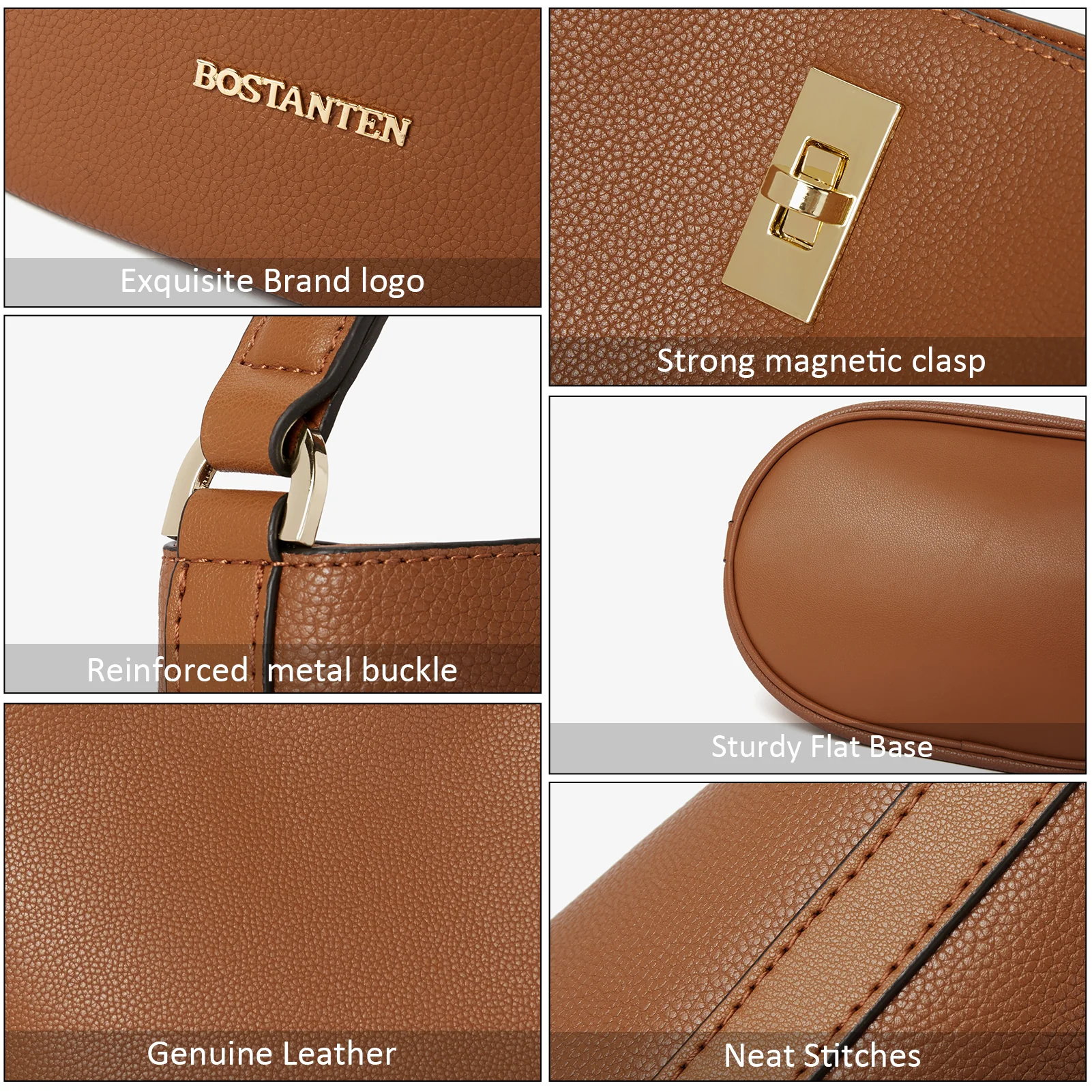 BOSTANTEN Leather Handbags for Women Designer Hobo Bucket Purses Fashion Ladies Crossbody Bags for Work Travel Daily - Image 16